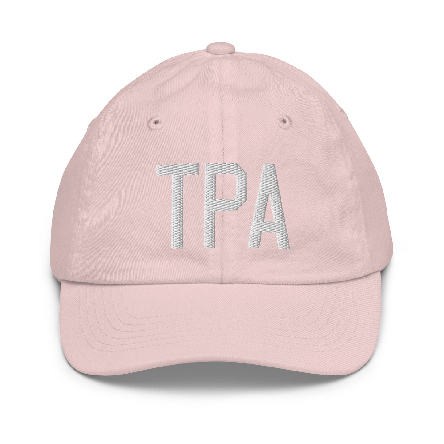 Airport Code Kid's Baseball Cap - White • TPA Tampa • YHM Designs - Image 31