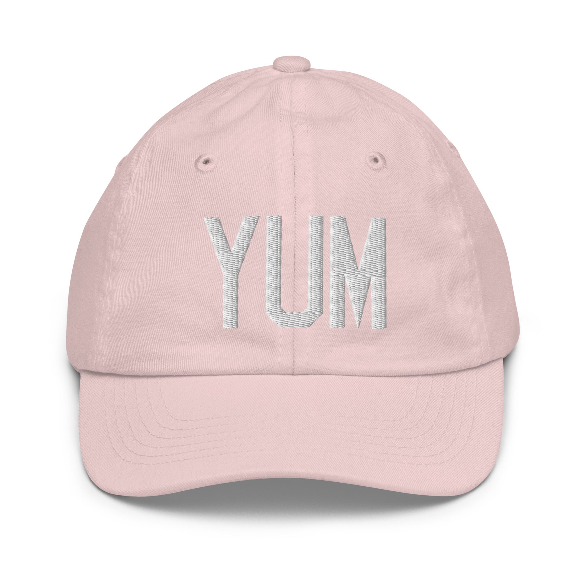 Airport Code Kid's Baseball Cap - White • YUM Yuma • YHM Designs - Image 31