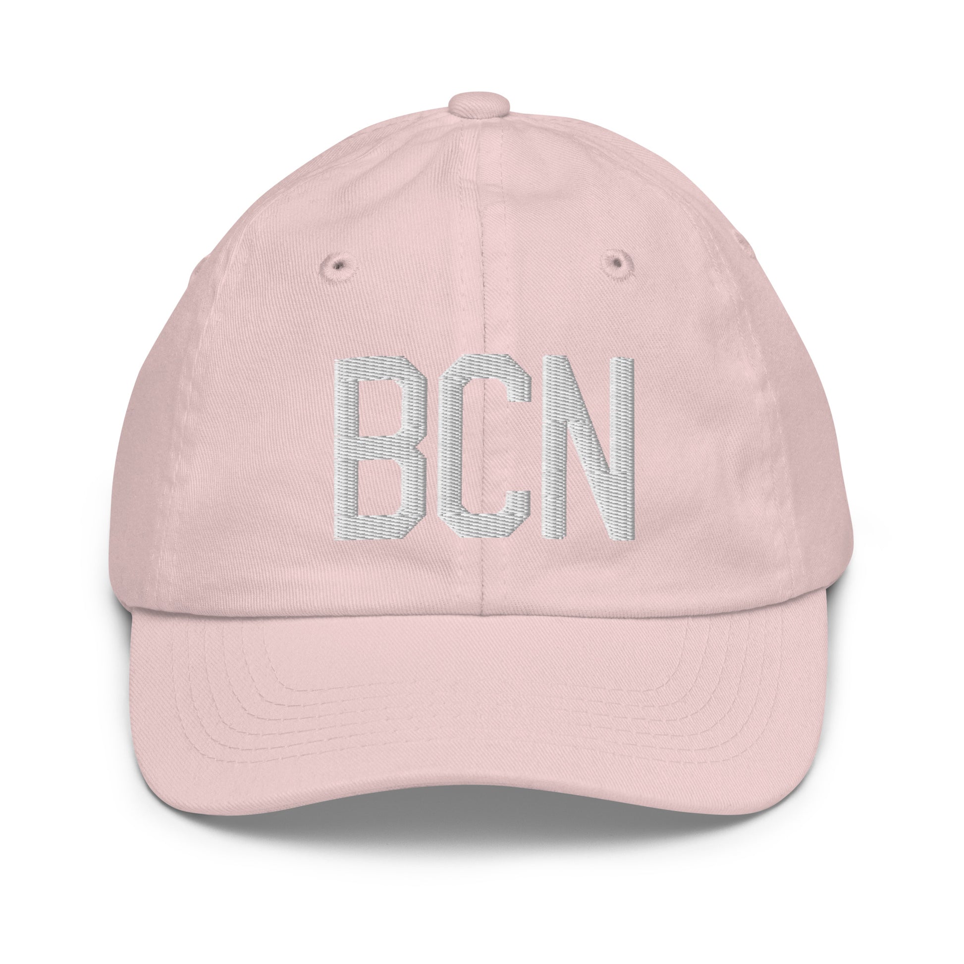 Airport Code Kid's Baseball Cap - White • BCN Barcelona • YHM Designs - Image 31