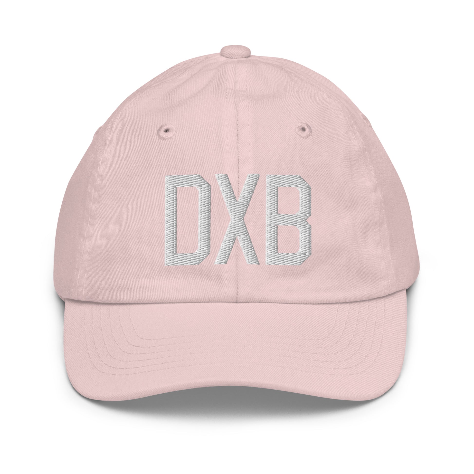 Airport Code Kid's Baseball Cap - White • DXB Dubai • YHM Designs - Image 31