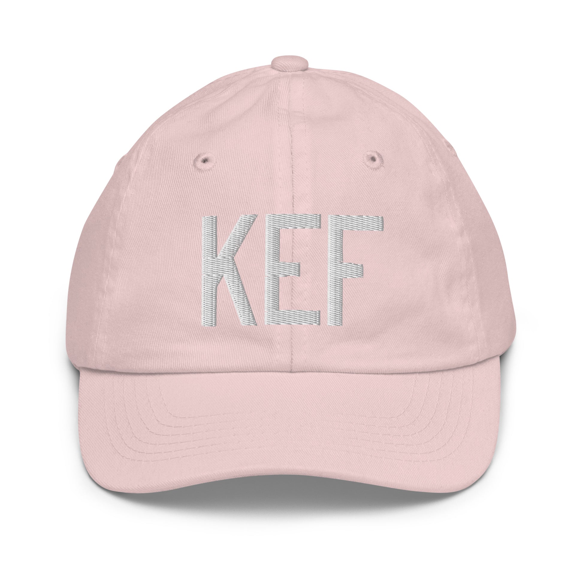 Airport Code Kid's Baseball Cap - White • KEF Reykjavik • YHM Designs - Image 31