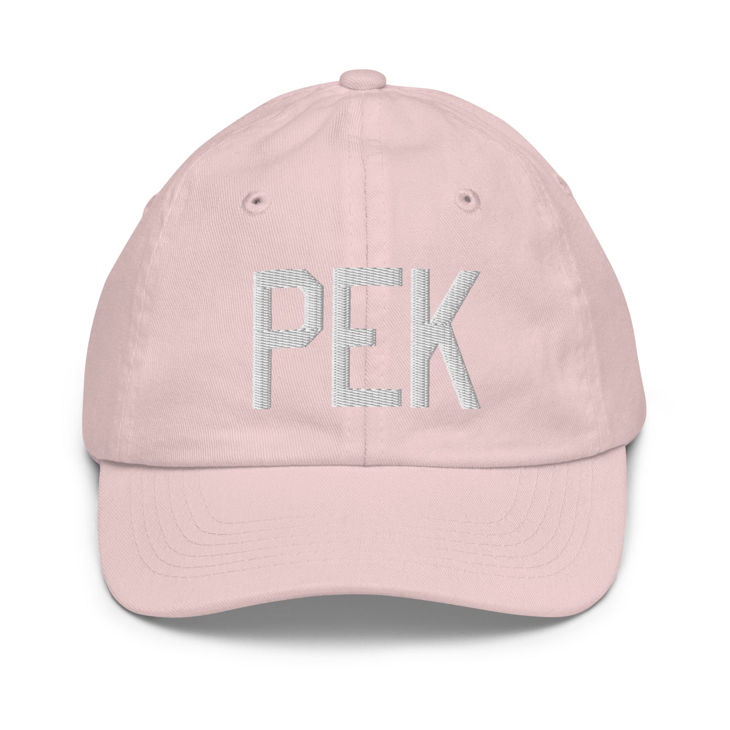 Airport Code Kid's Baseball Cap - White • PEK Beijing • YHM Designs - Image 31