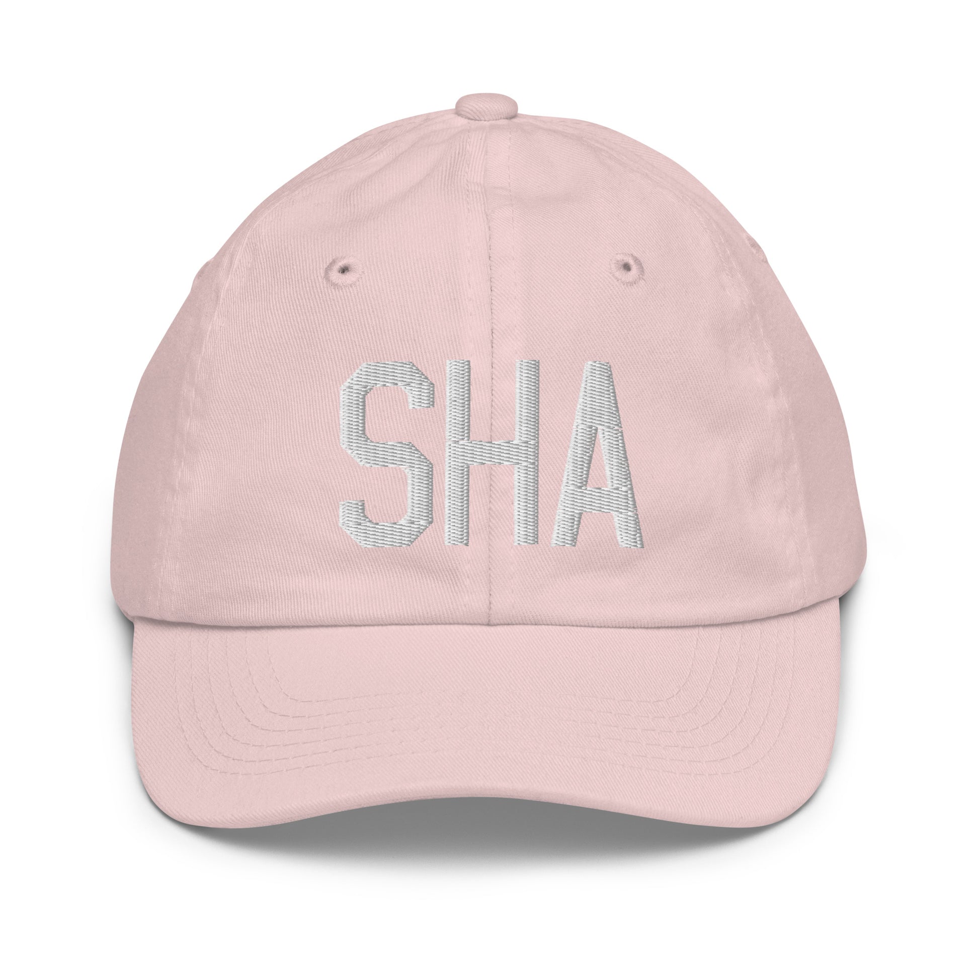 Airport Code Kid's Baseball Cap - White • SHA Shanghai • YHM Designs - Image 31