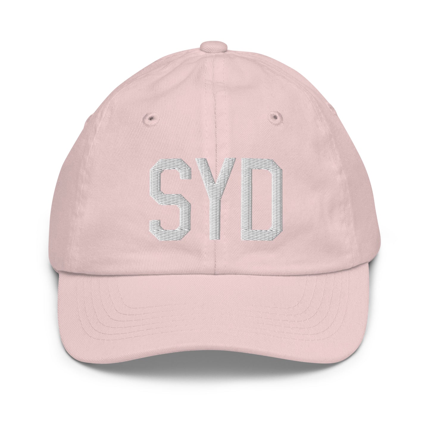 Airport Code Kid's Baseball Cap - White • SYD Sydney • YHM Designs - Image 31