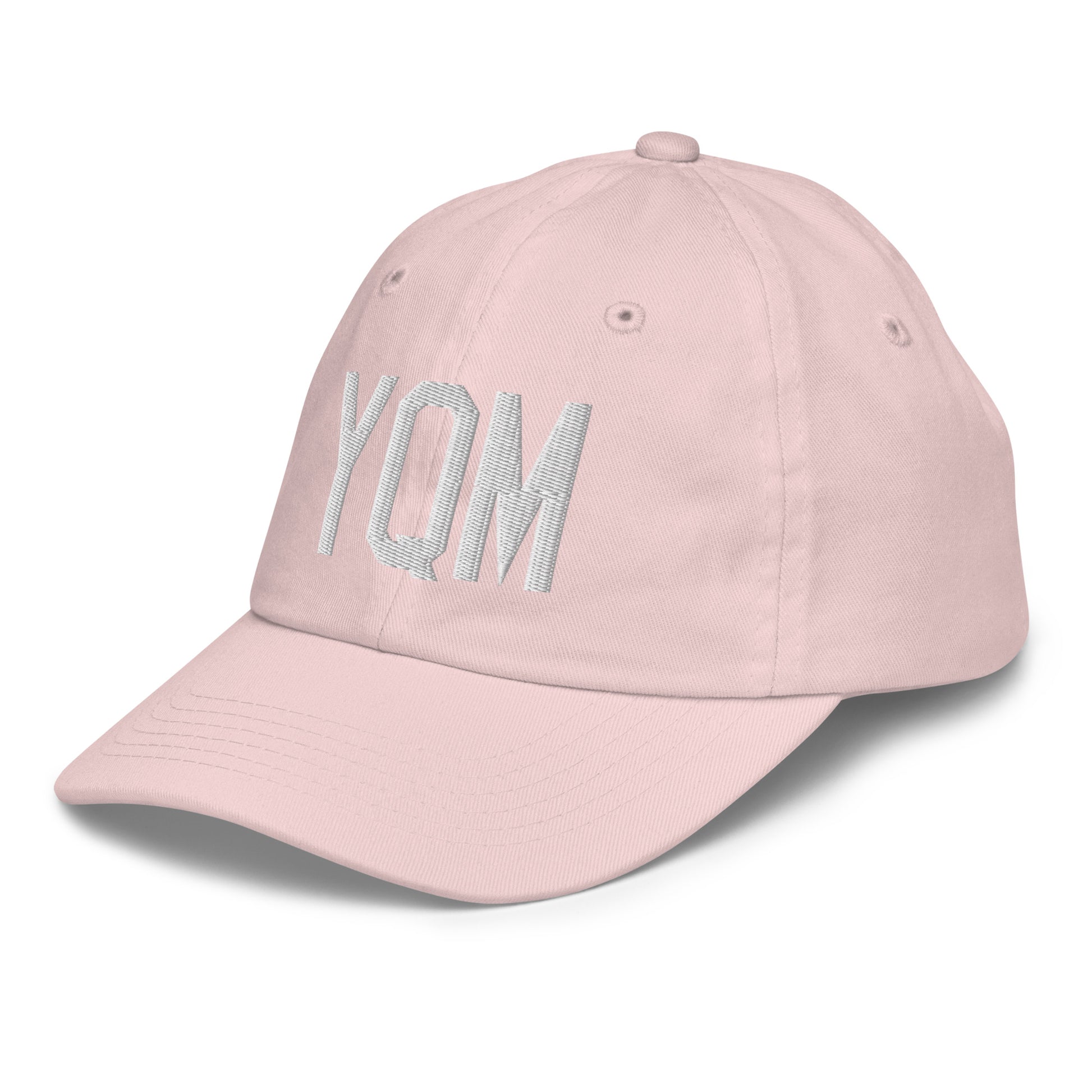 Airport Code Kid's Baseball Cap - White • YQM Moncton • YHM Designs - Image 33