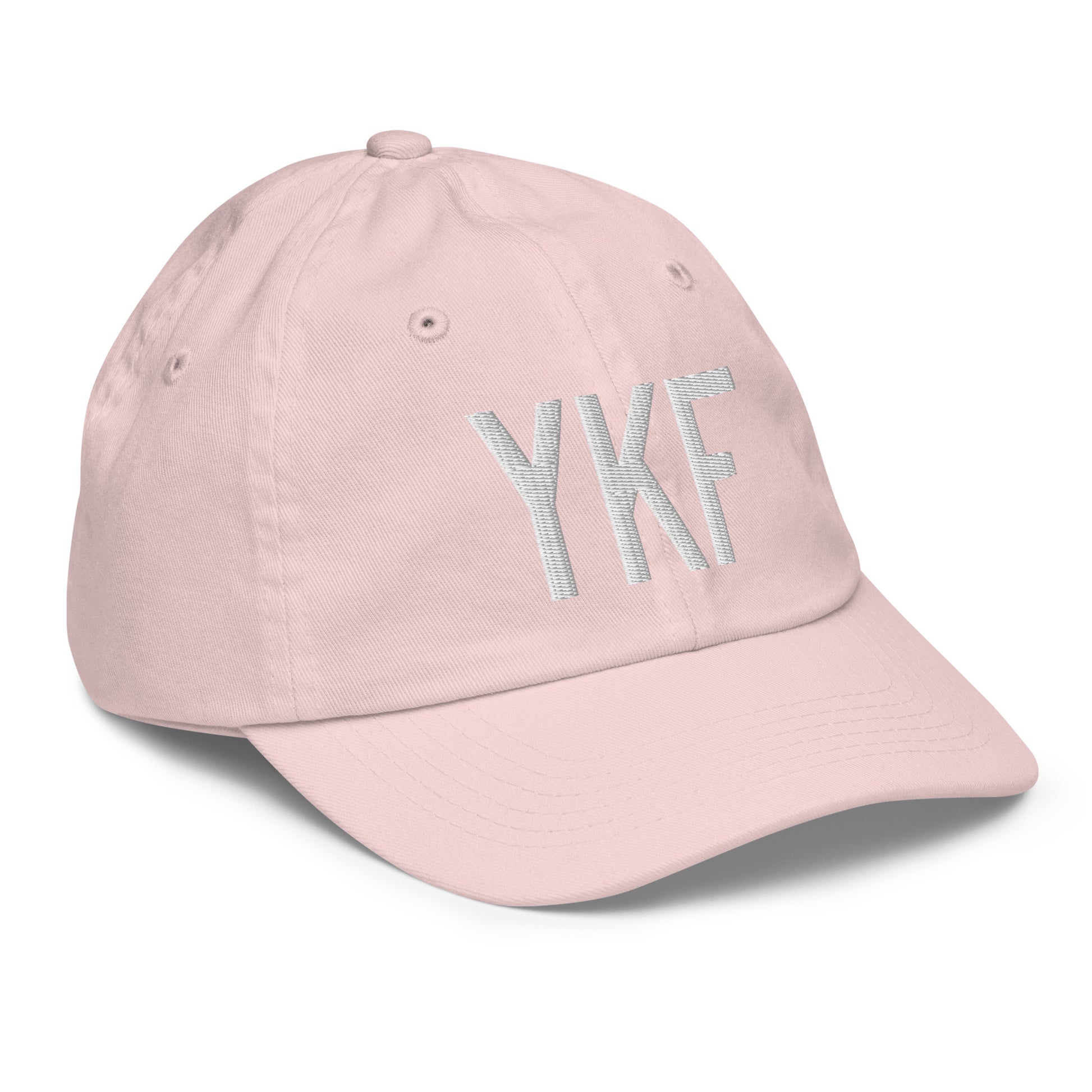 Airport Code Kid's Baseball Cap - White • YKF Waterloo • YHM Designs - Image 32