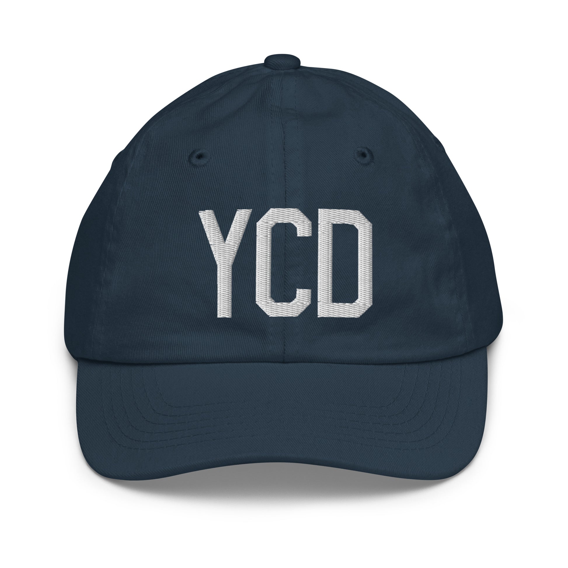Airport Code Kid's Baseball Cap - White • YCD Nanaimo • YHM Designs - Image 14