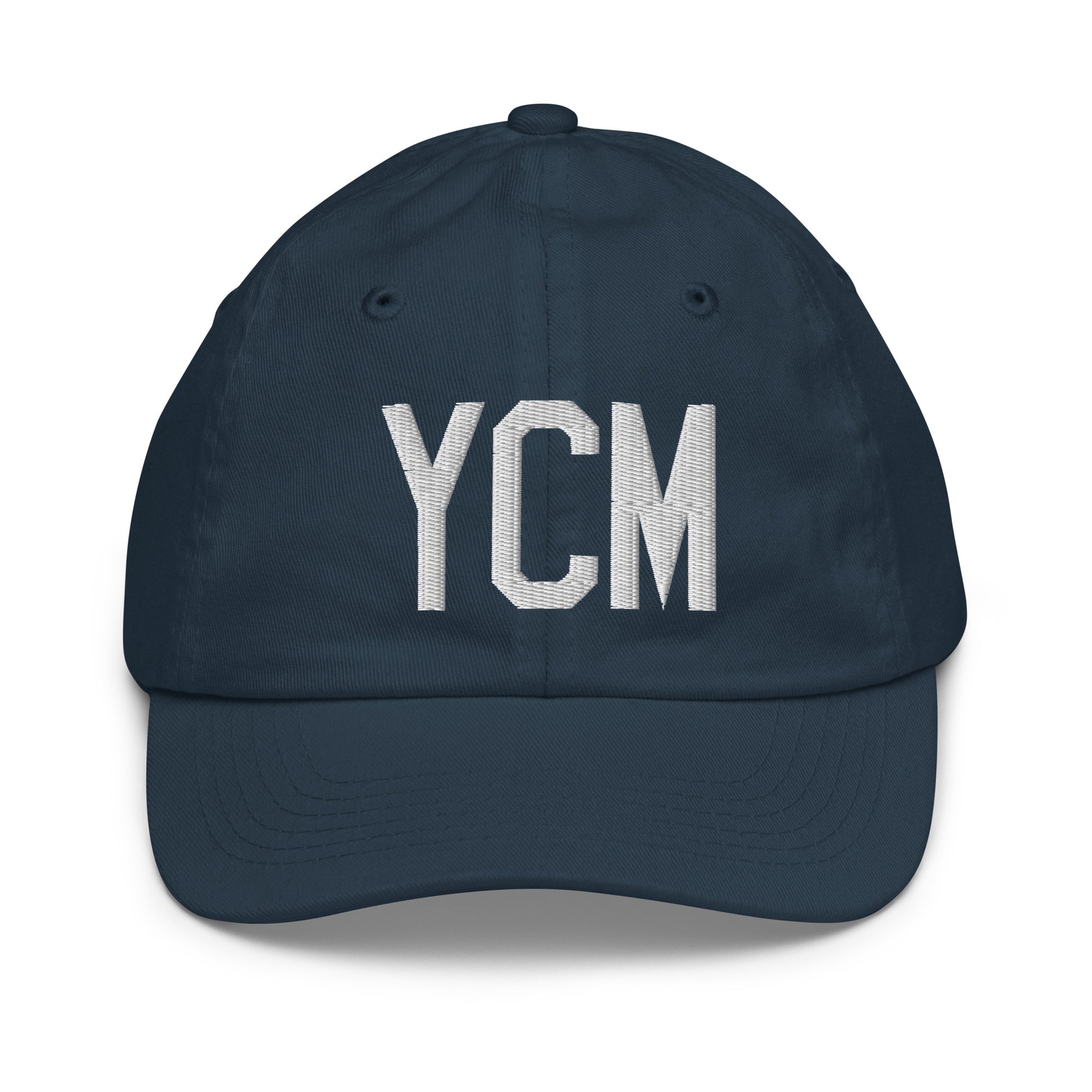 Airport Code Kid's Baseball Cap - White • YCM St. Catharines • YHM Designs - Image 14