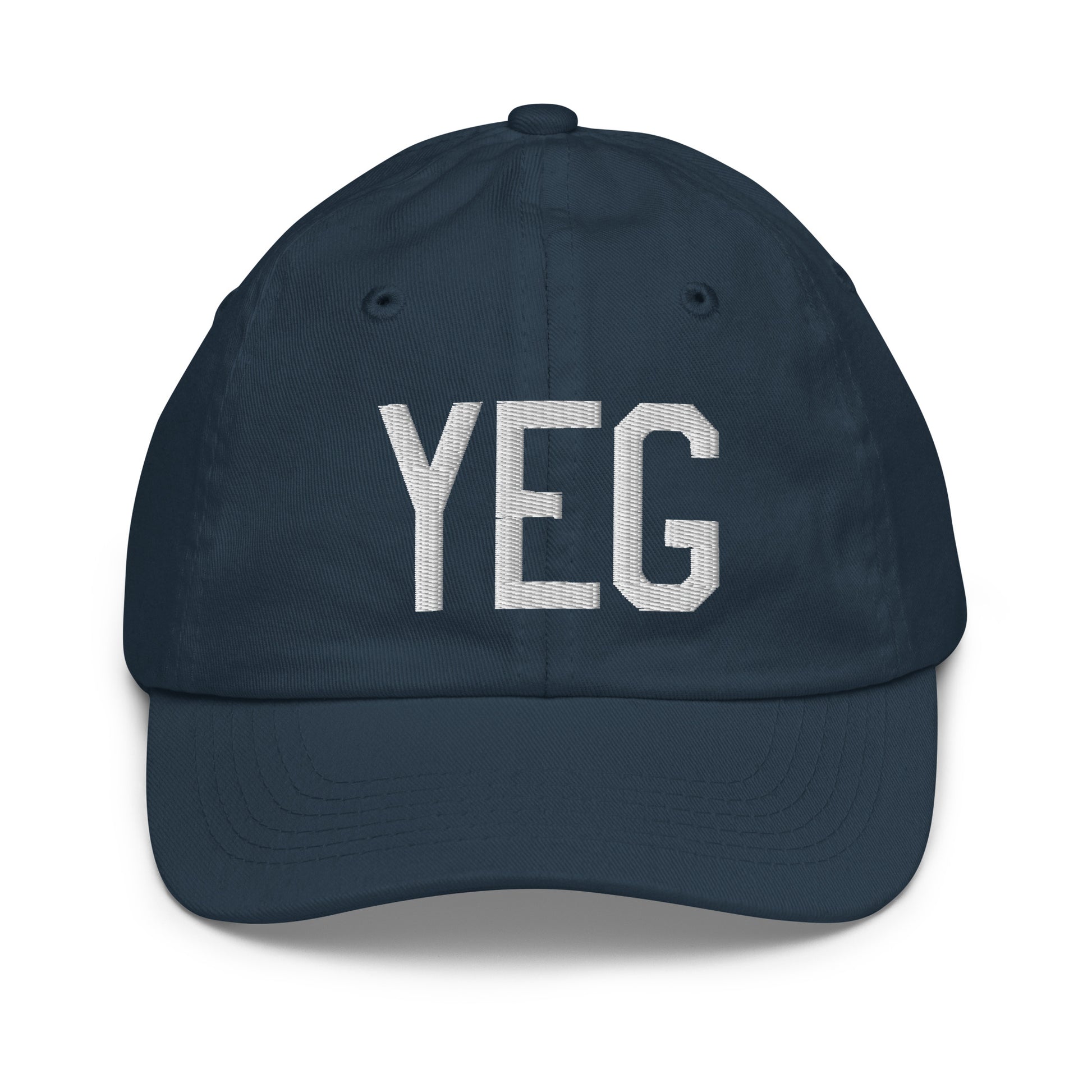 Airport Code Kid's Baseball Cap - White • YEG Edmonton • YHM Designs - Image 14