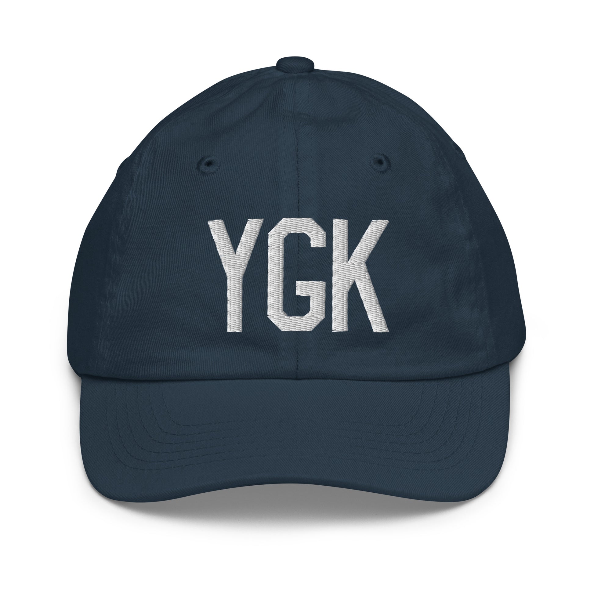 Airport Code Kid's Baseball Cap - White • YGK Kingston • YHM Designs - Image 14