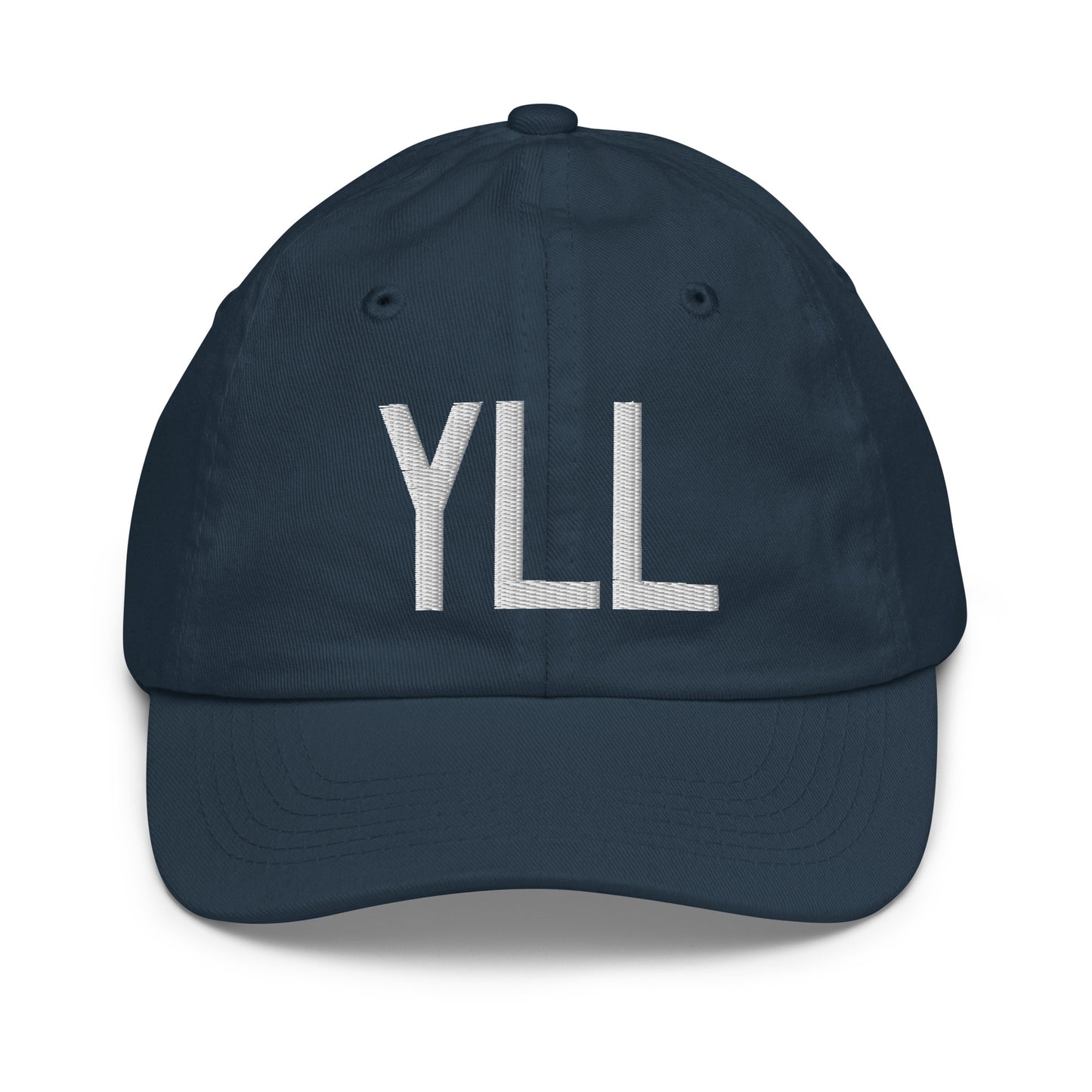 Airport Code Kid's Baseball Cap - White • YLL Lloydminster • YHM Designs - Image 14