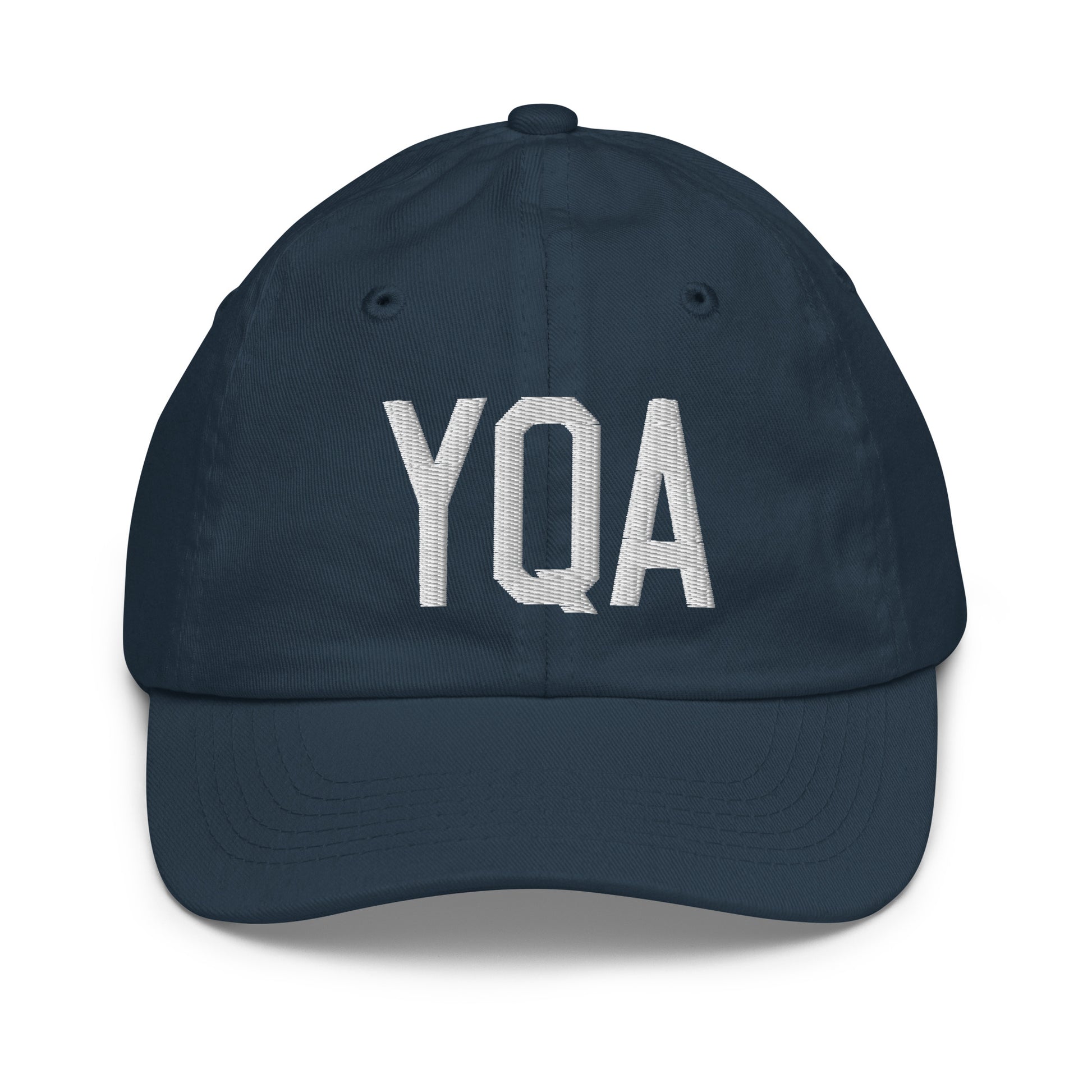 Airport Code Kid's Baseball Cap - White • YQA Muskoka • YHM Designs - Image 14