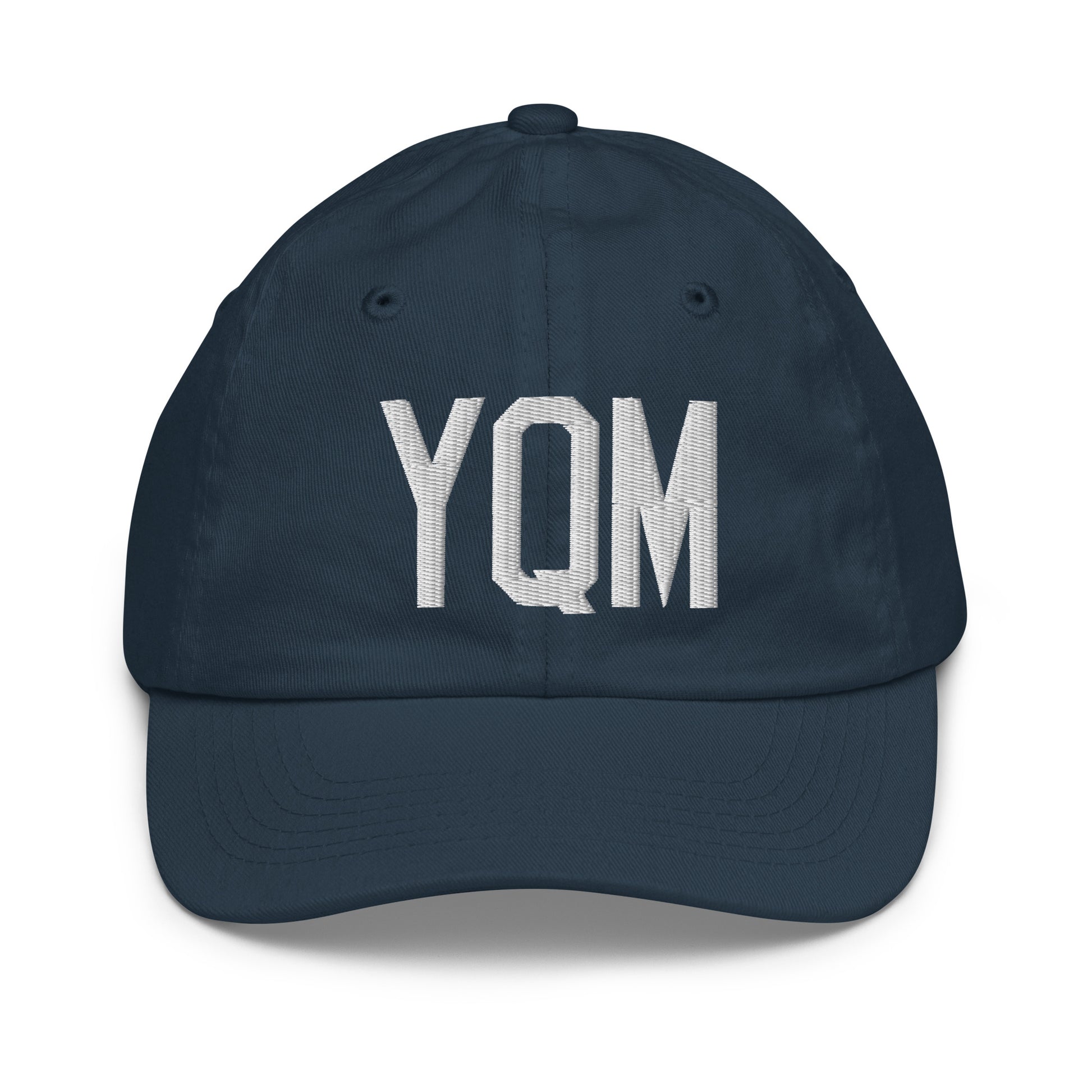 Airport Code Kid's Baseball Cap - White • YQM Moncton • YHM Designs - Image 14