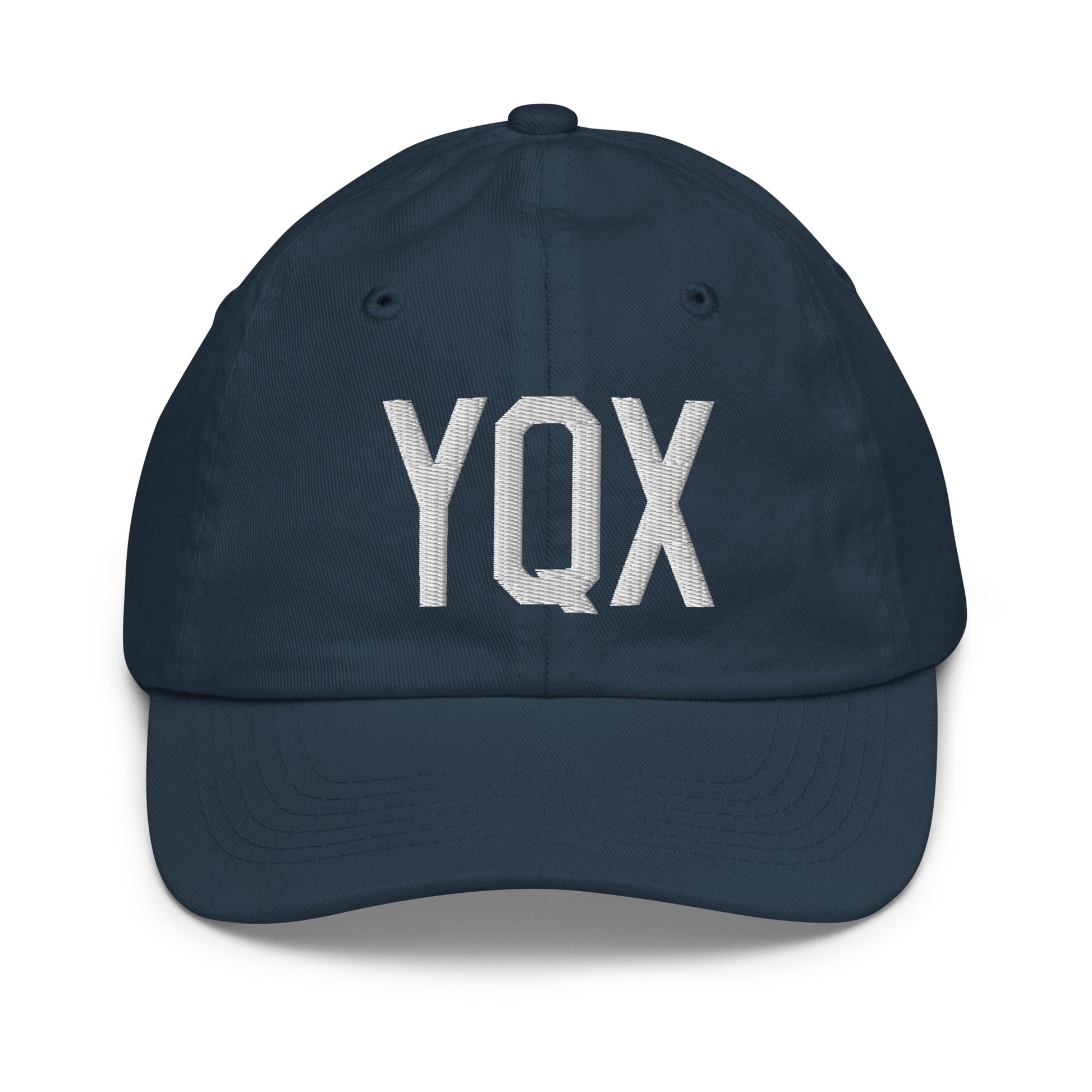 Airport Code Kid's Baseball Cap - White • YQX Gander • YHM Designs - Image 14