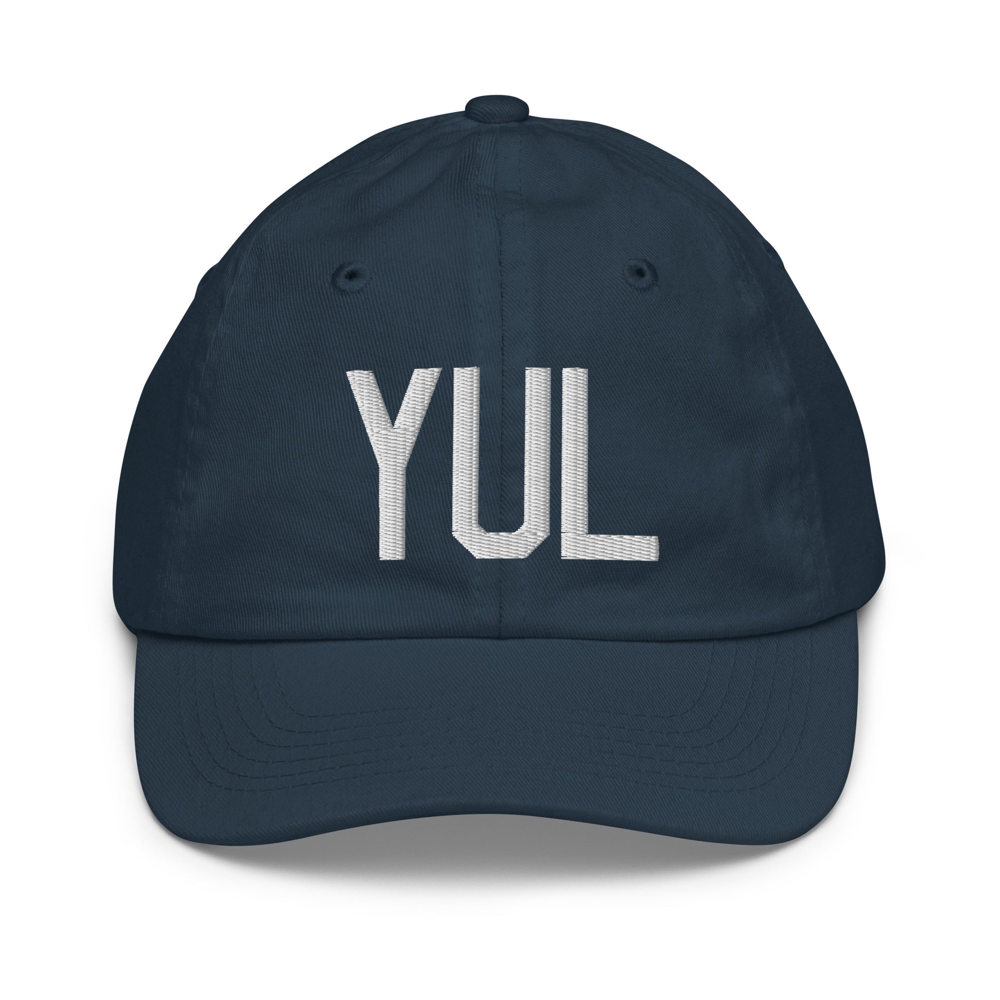 Airport Code Kid's Baseball Cap - White • YUL Montreal • YHM Designs - Image 14