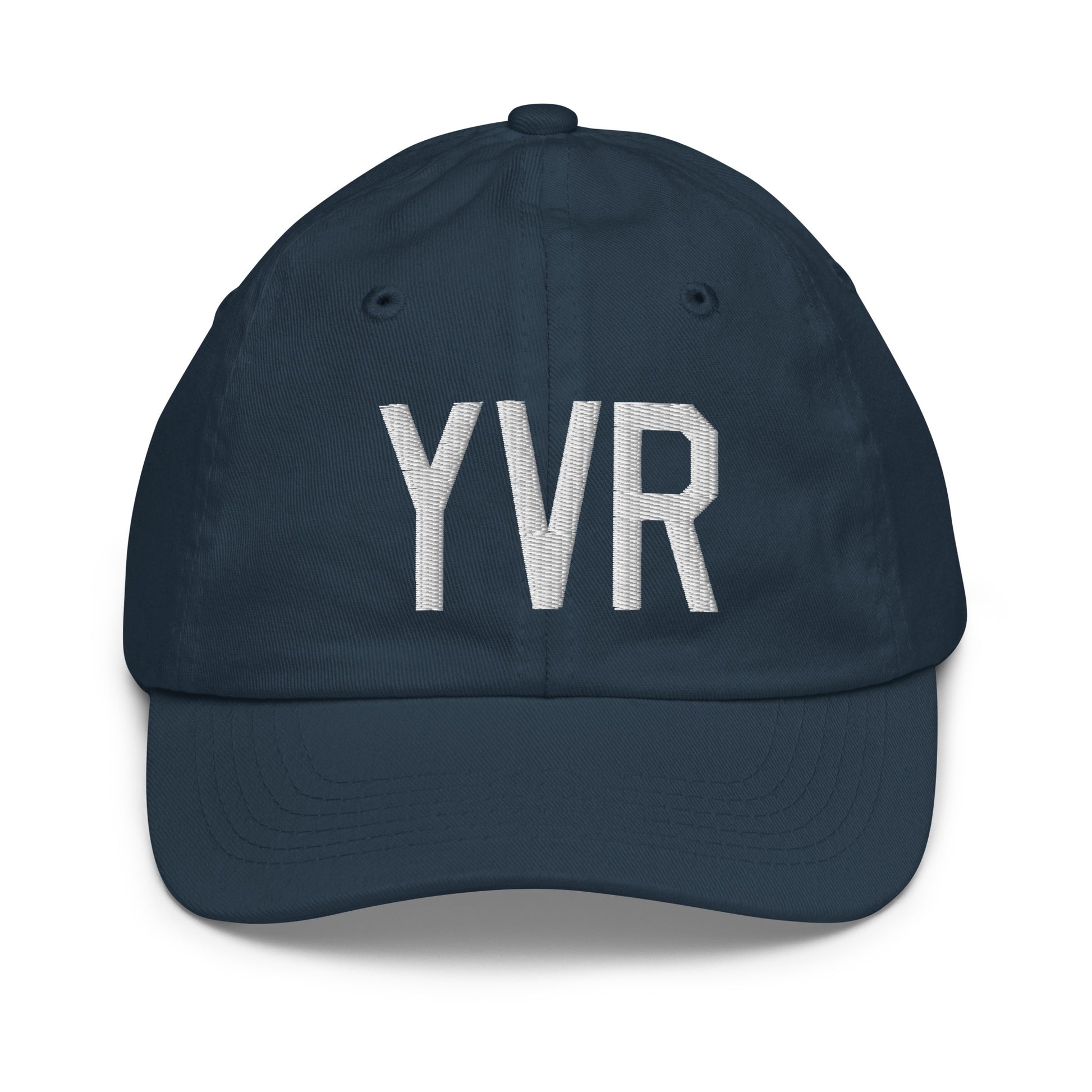 Airport Code Kid's Baseball Cap - White • YVR Vancouver • YHM Designs - Image 14