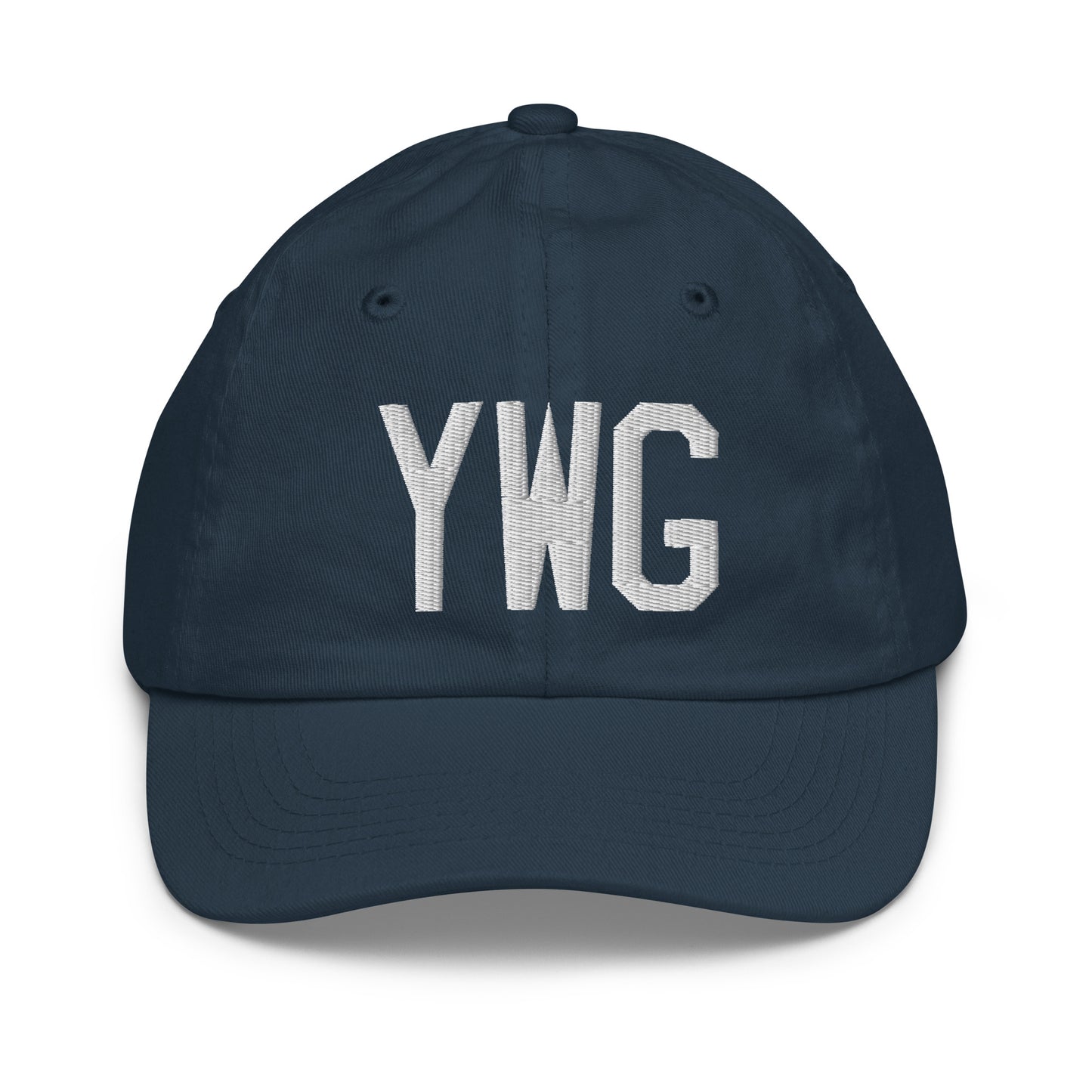 Airport Code Kid's Baseball Cap - White • YWG Winnipeg • YHM Designs - Image 14