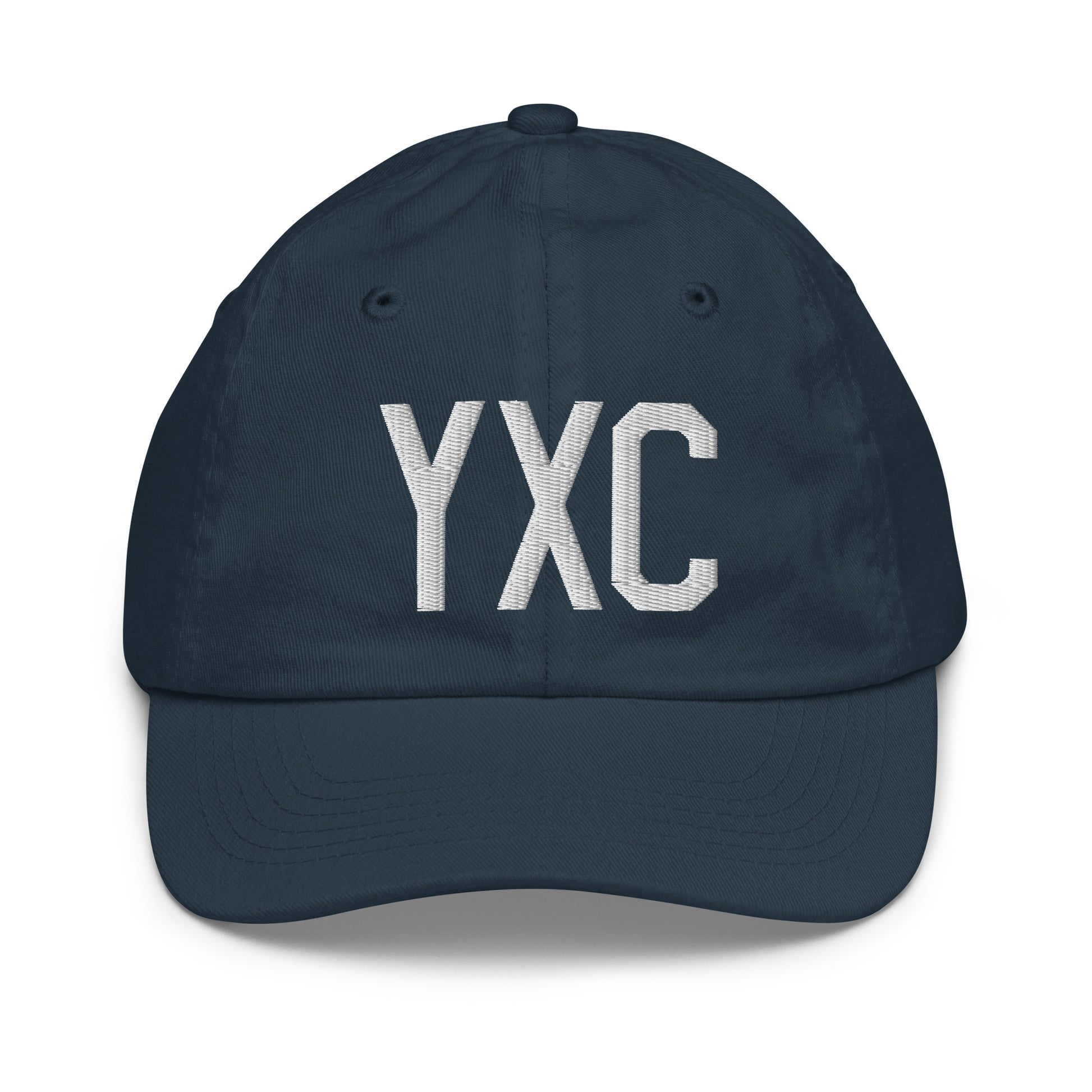 Airport Code Kid's Baseball Cap - White • YXC Cranbrook • YHM Designs - Image 14