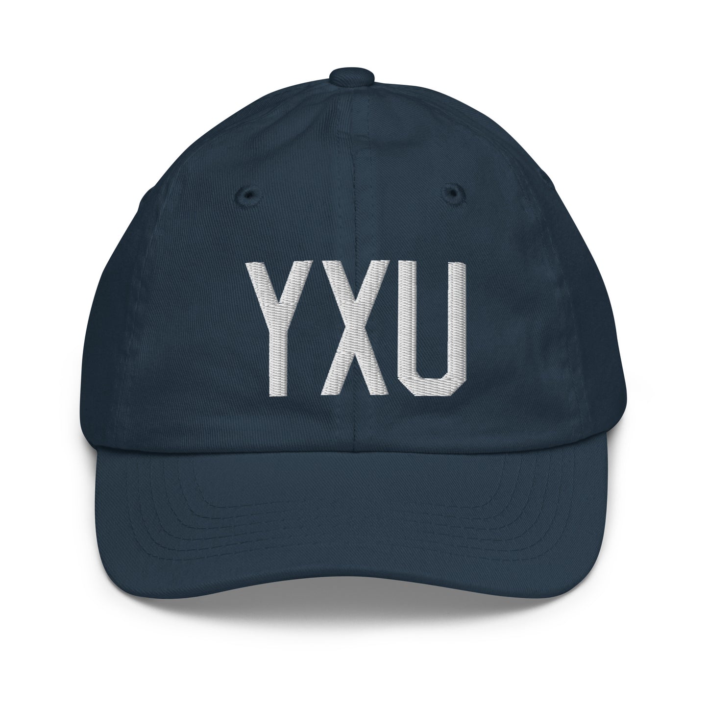 Airport Code Kid's Baseball Cap - White • YXU London • YHM Designs - Image 14