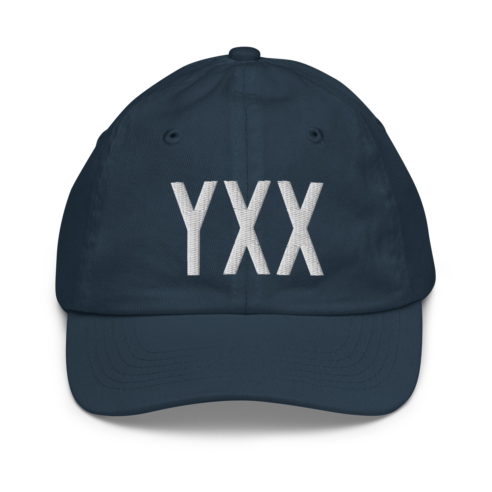Airport Code Kid's Baseball Cap - White • YXX Abbotsford • YHM Designs - Image 14