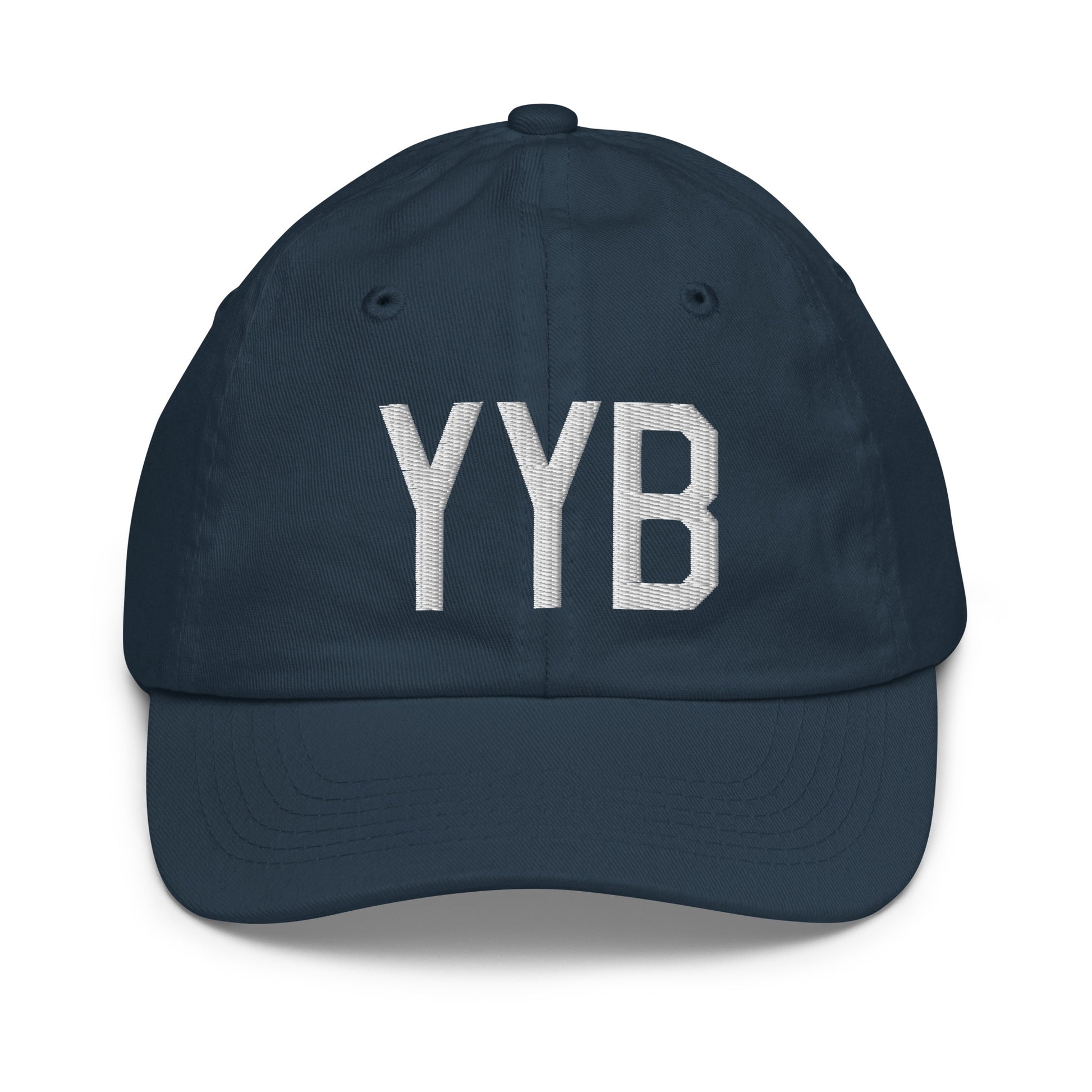 Airport Code Kid's Baseball Cap - White • YYB North Bay • YHM Designs - Image 14