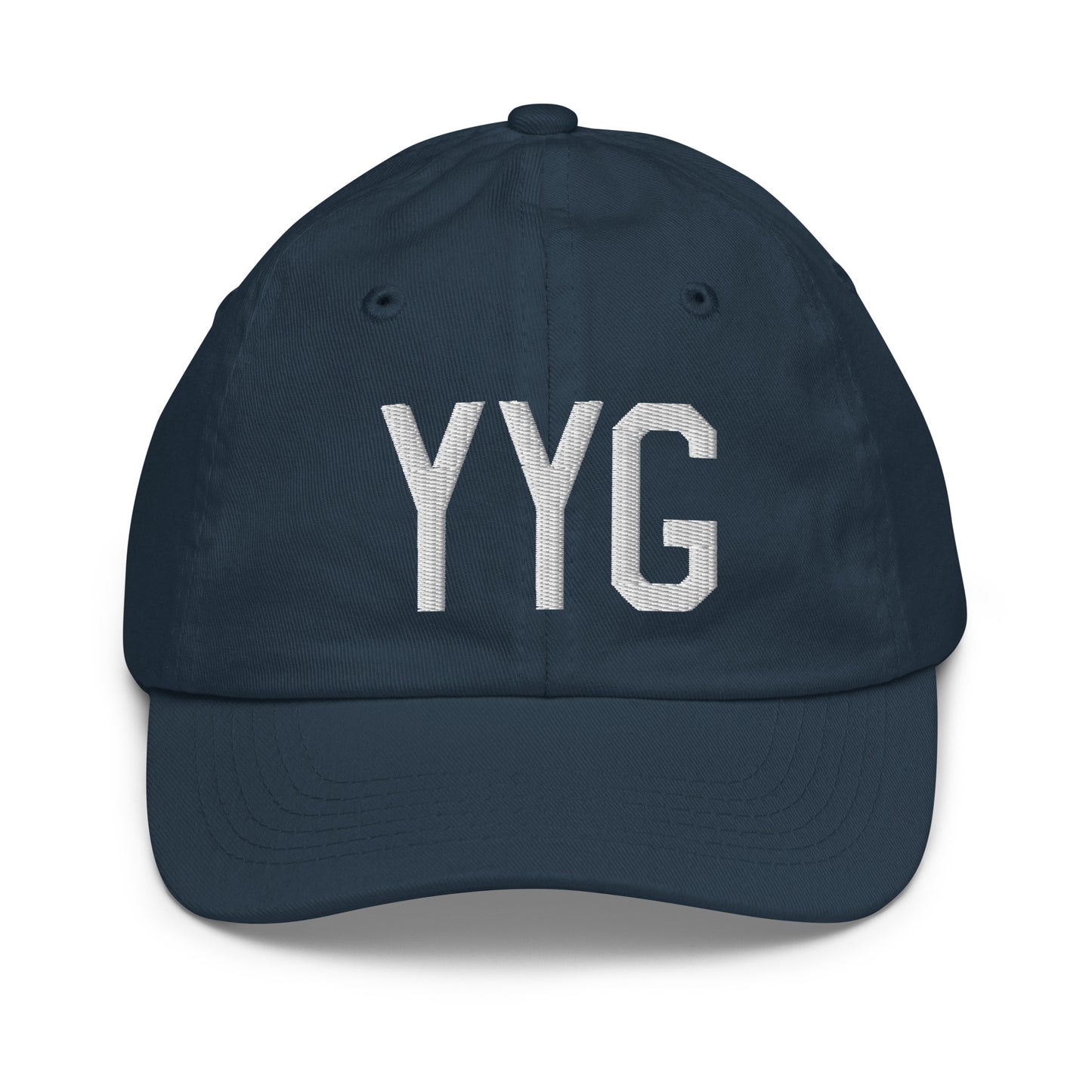 Airport Code Kid's Baseball Cap - White • YYG Charlottetown • YHM Designs - Image 14