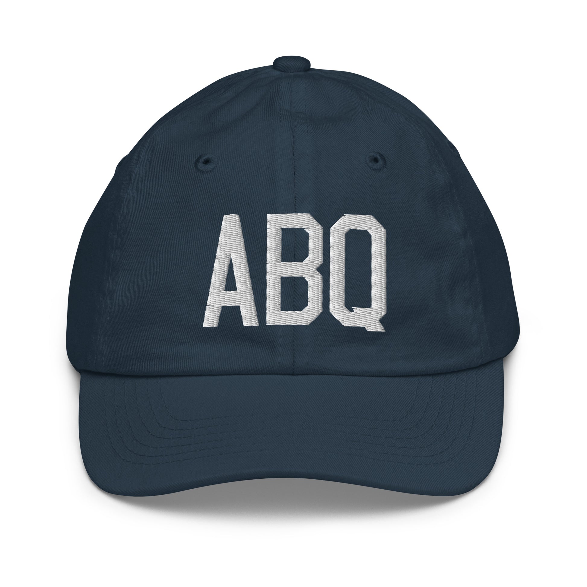 Airport Code Kid's Baseball Cap - White • ABQ Albuquerque • YHM Designs - Image 14