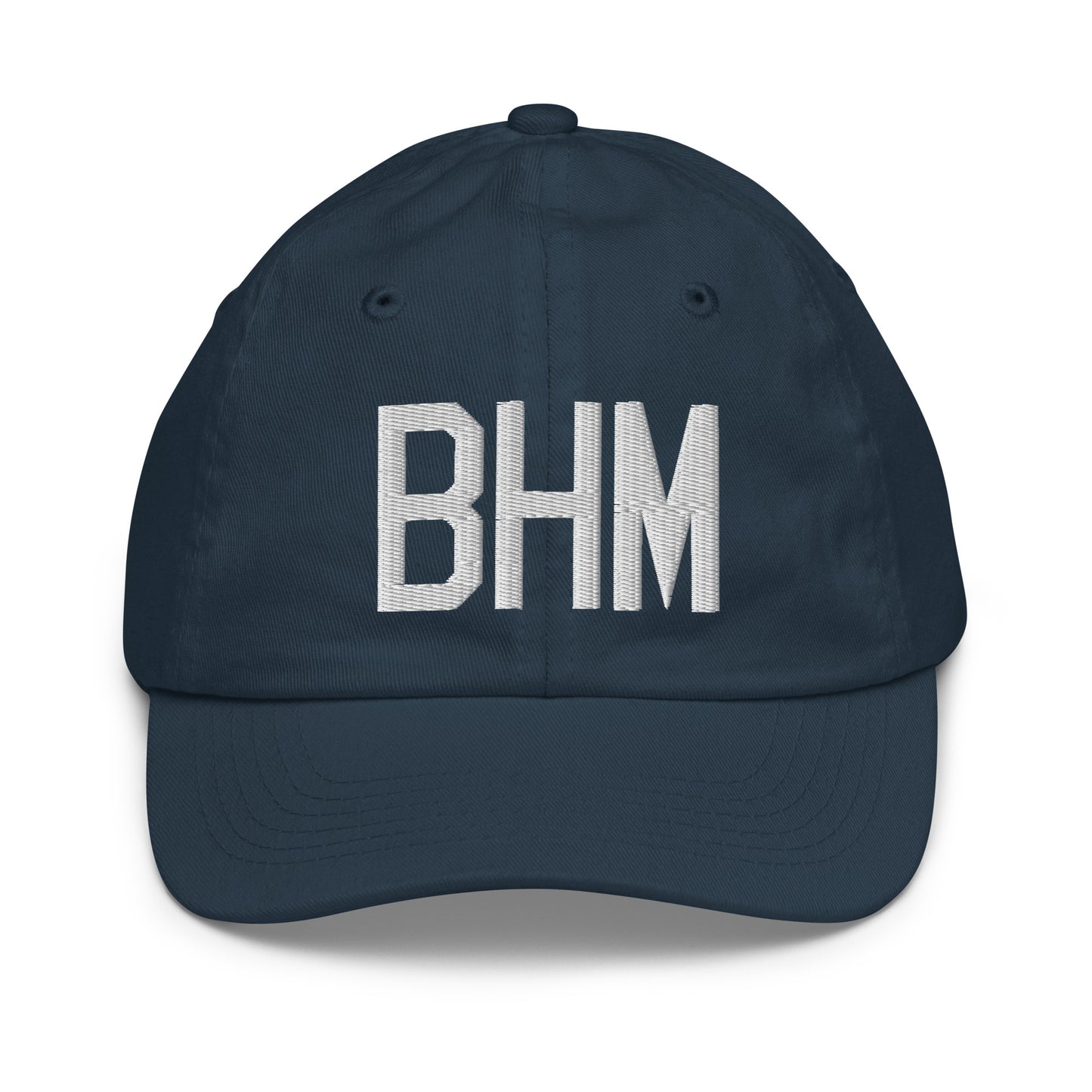 Airport Code Kid's Baseball Cap - White • BHM Birmingham • YHM Designs - Image 14