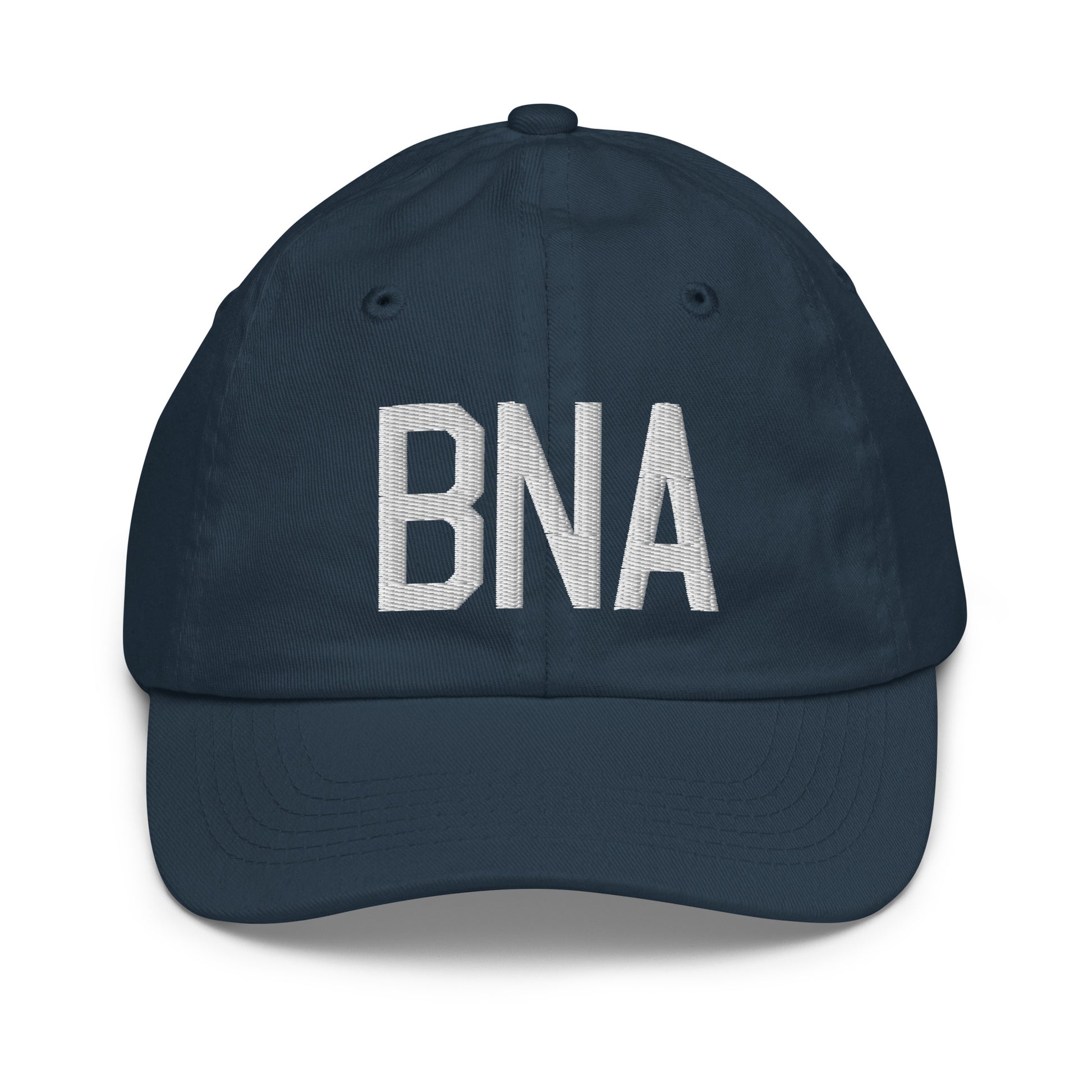 Airport Code Kid's Baseball Cap - White • BNA Nashville • YHM Designs - Image 14