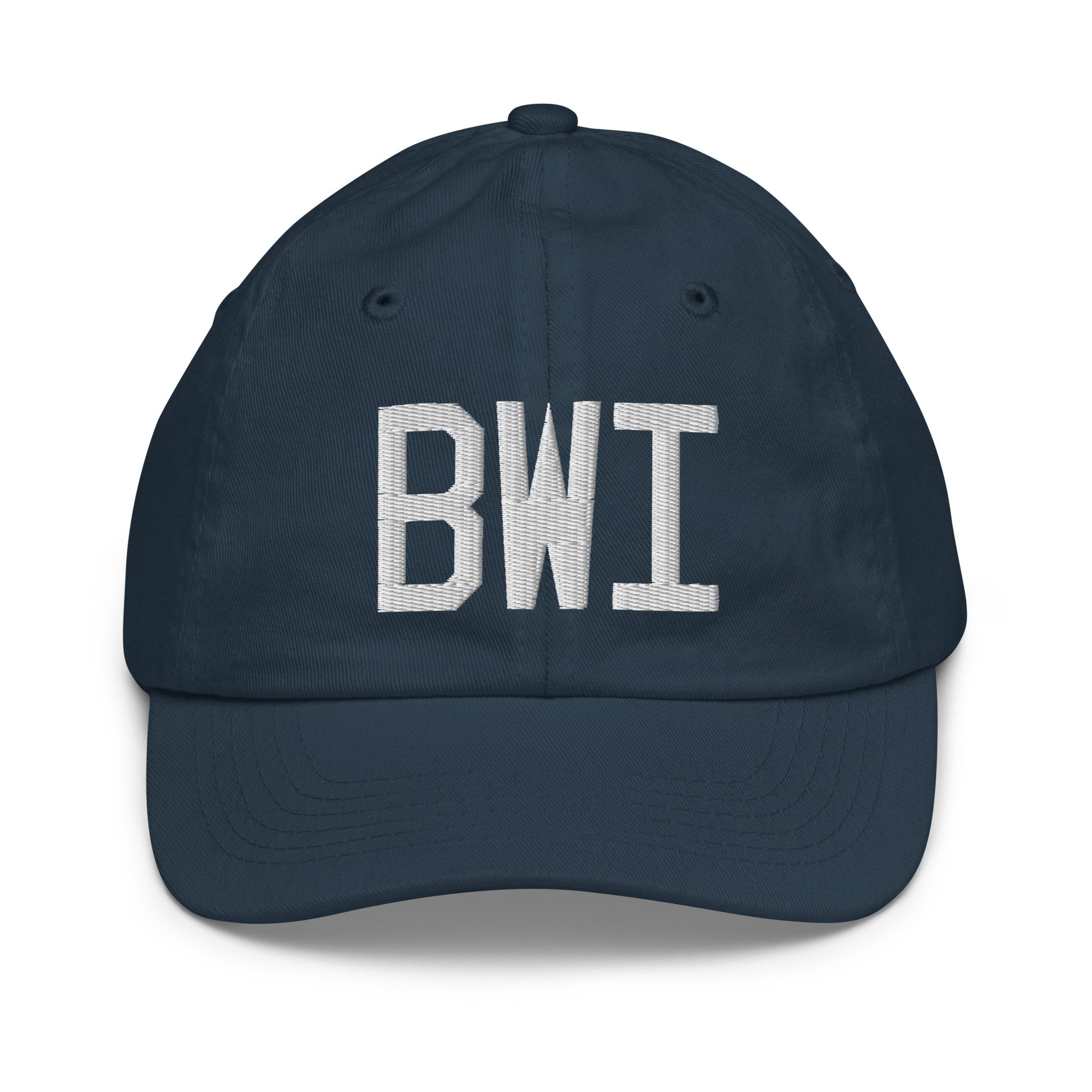 Airport Code Kid's Baseball Cap - White • BWI Baltimore • YHM Designs - Image 14