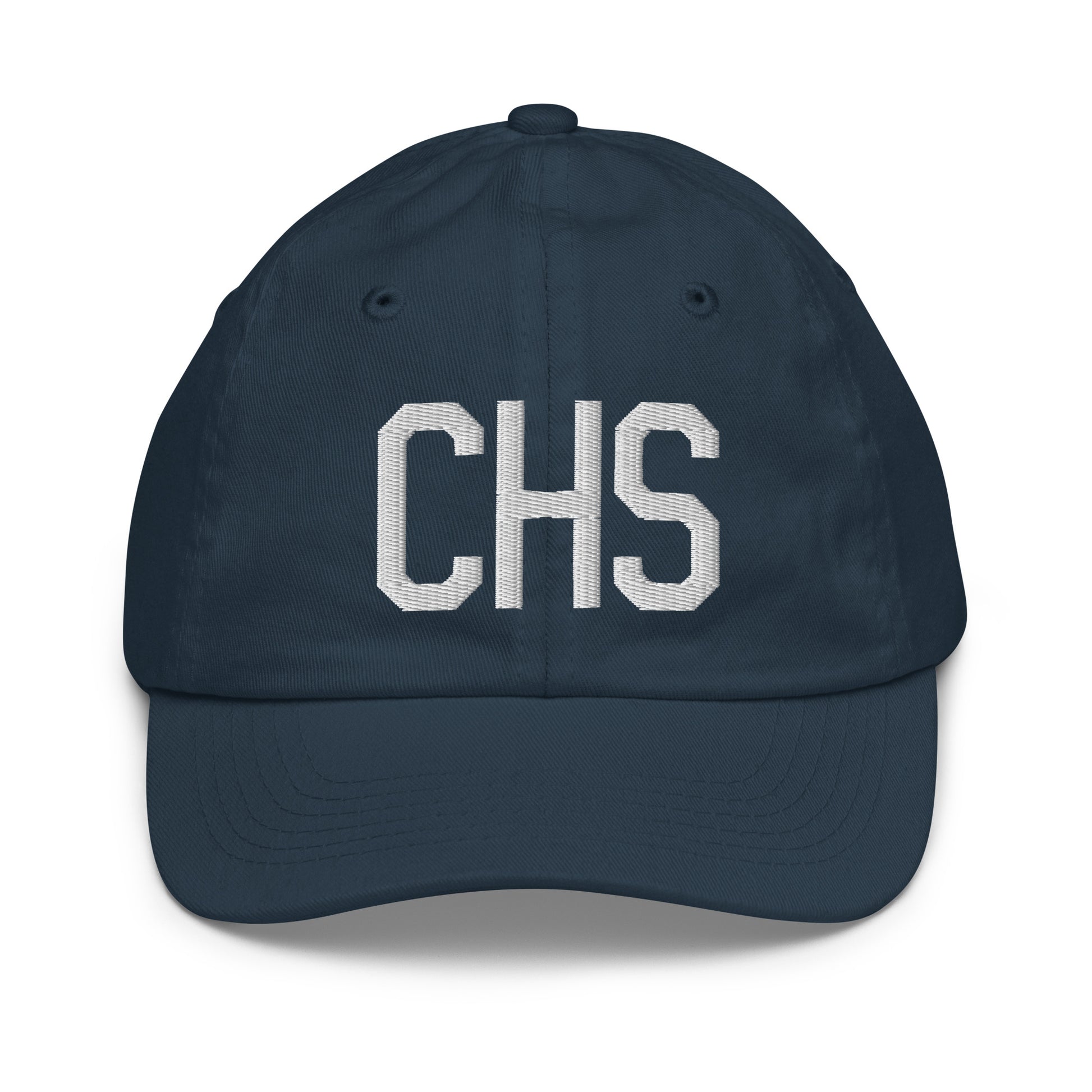 Airport Code Kid's Baseball Cap - White • CHS Charleston • YHM Designs - Image 14