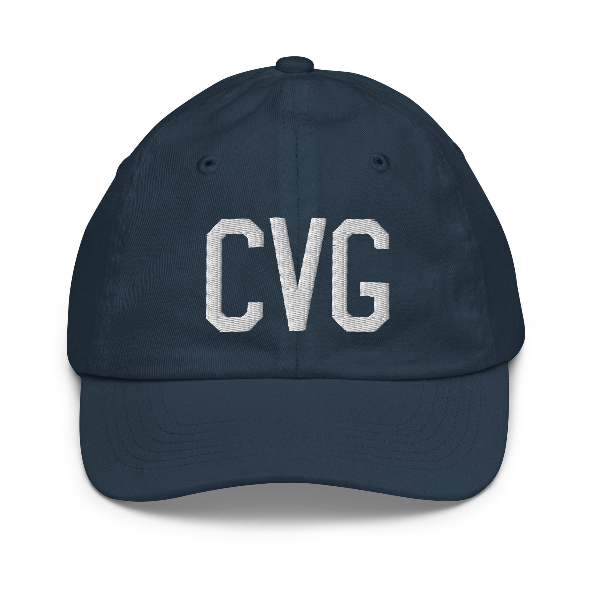 Airport Code Kid's Baseball Cap - White • CVG Cincinnati • YHM Designs - Image 14