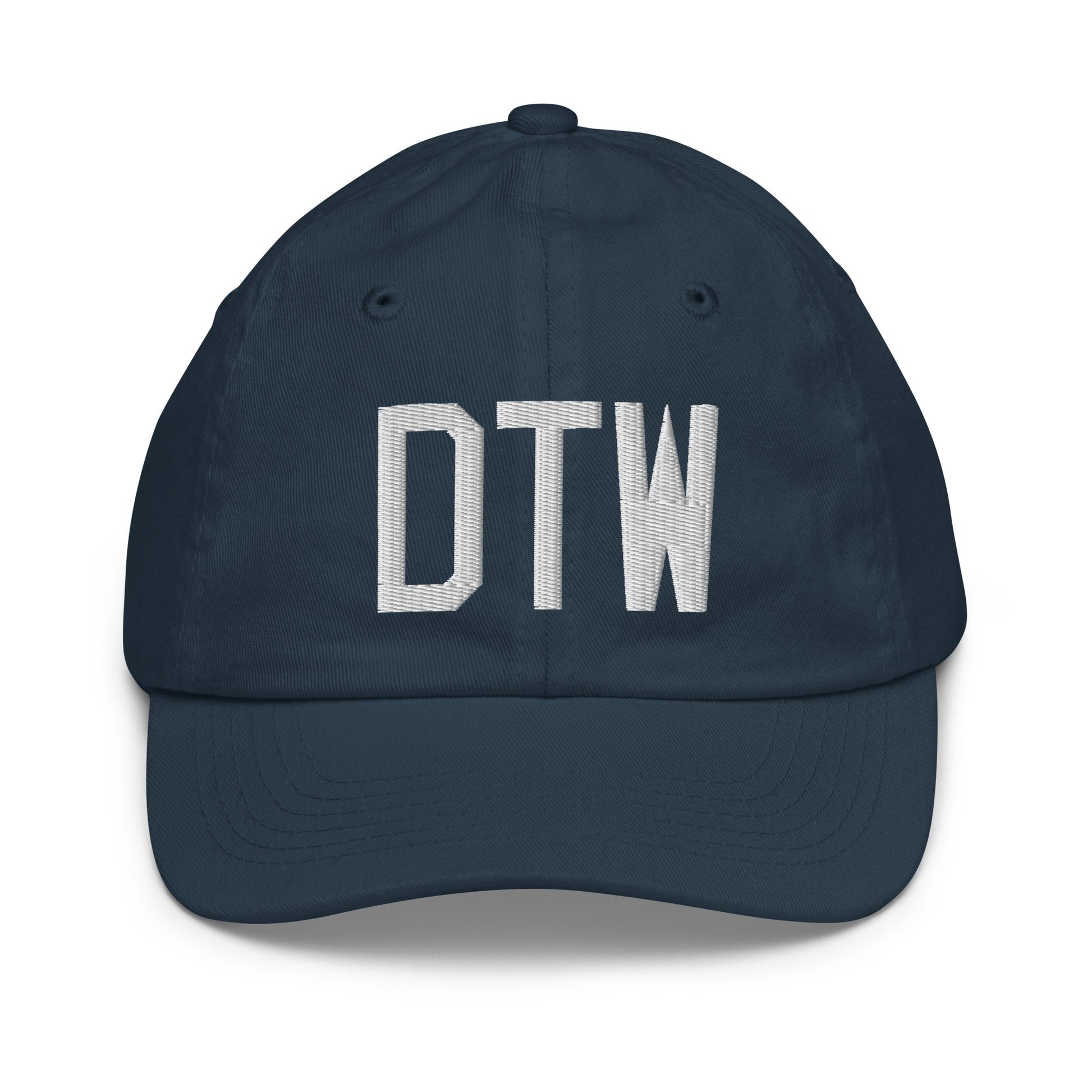 Airport Code Kid's Baseball Cap - White • DTW Detroit • YHM Designs - Image 14
