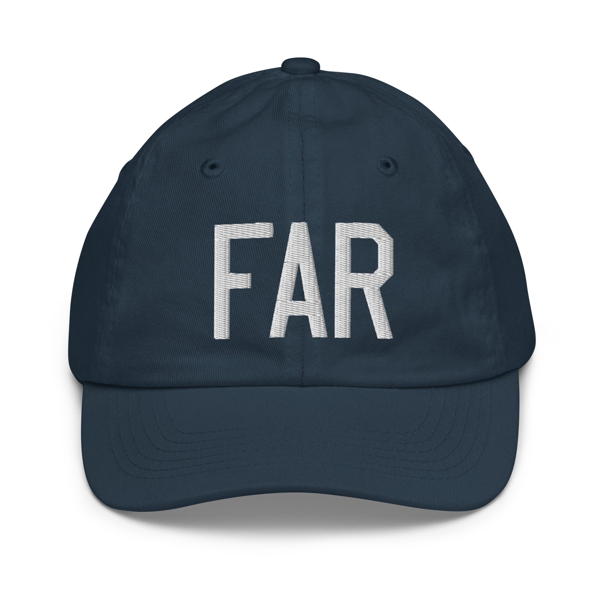 Airport Code Kid's Baseball Cap - White • FAR Fargo • YHM Designs - Image 14