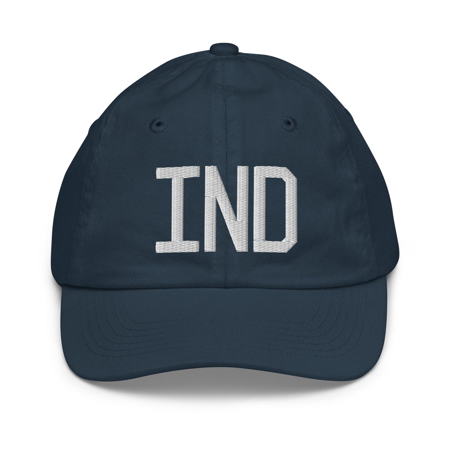 Airport Code Kid's Baseball Cap - White • IND Indianapolis • YHM Designs - Image 14