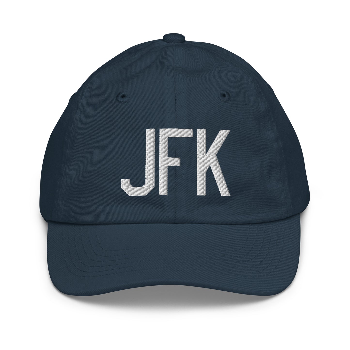 Airport Code Kid's Baseball Cap - White • JFK New York • YHM Designs - Image 14