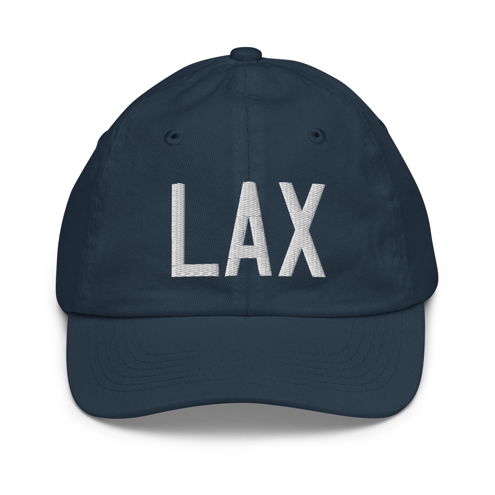 Airport Code Kid's Baseball Cap - White • LAX Los Angeles • YHM Designs - Image 14