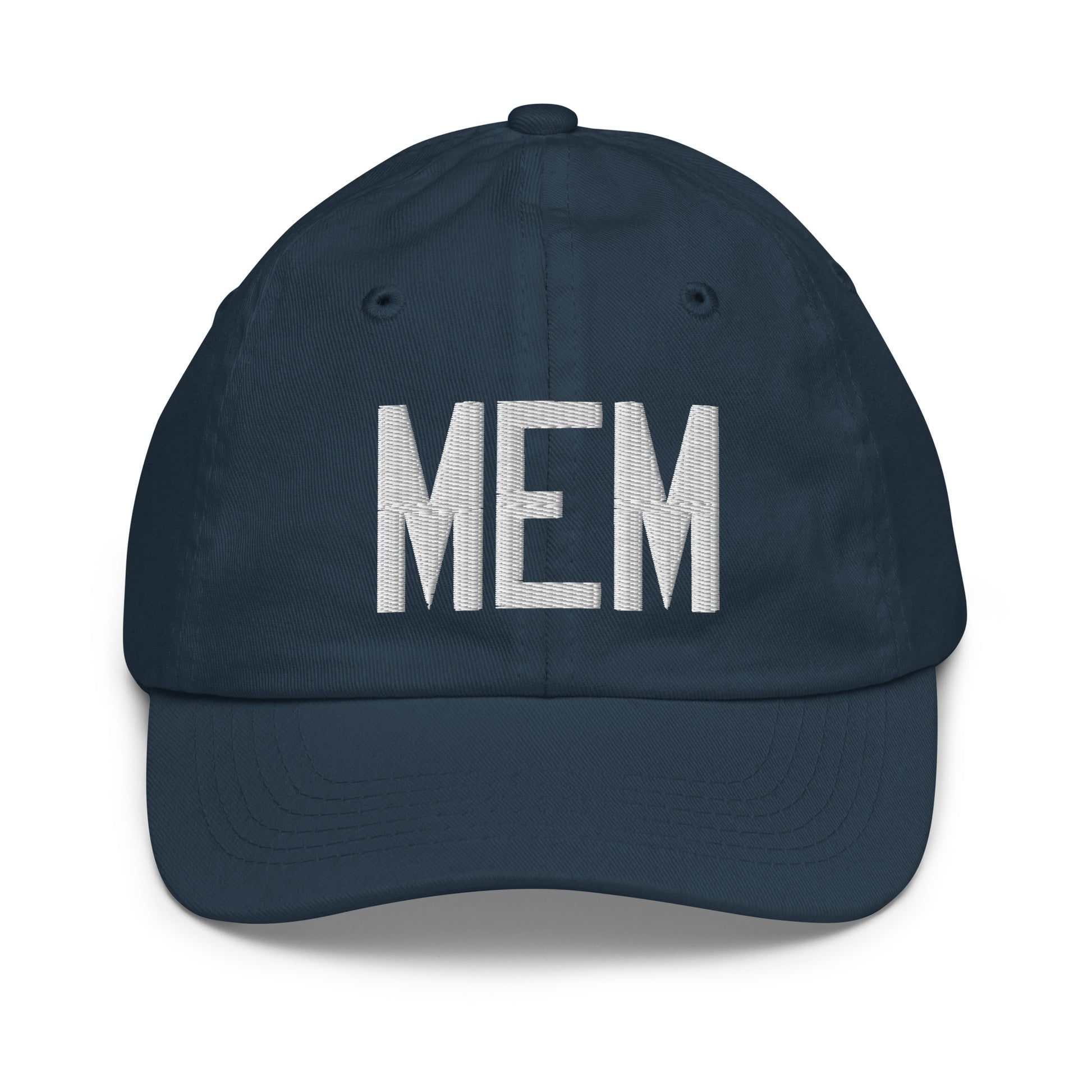 Airport Code Kid's Baseball Cap - White • MEM Memphis • YHM Designs - Image 14