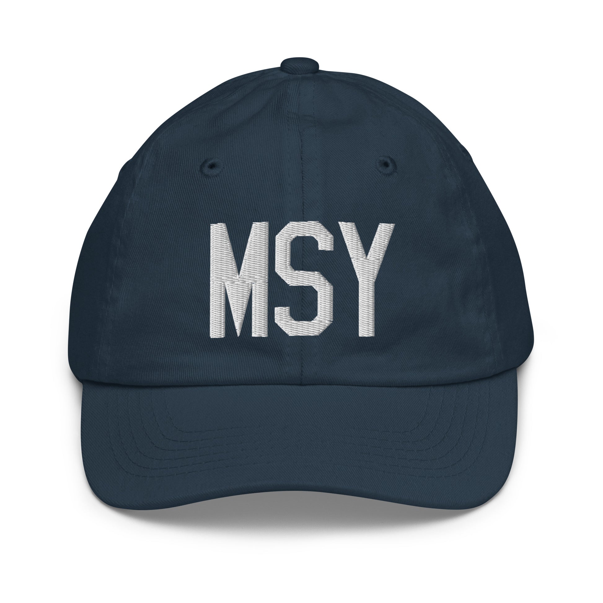 Airport Code Kid's Baseball Cap - White • MSY New Orleans • YHM Designs - Image 14