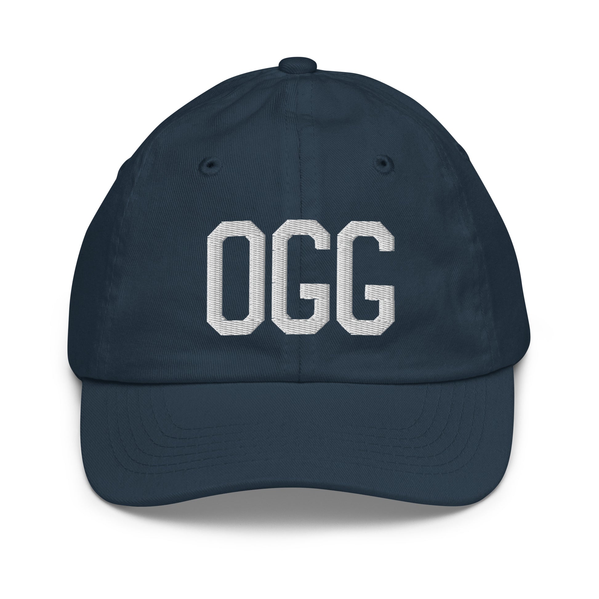 Airport Code Kid's Baseball Cap - White • OGG Maui • YHM Designs - Image 14