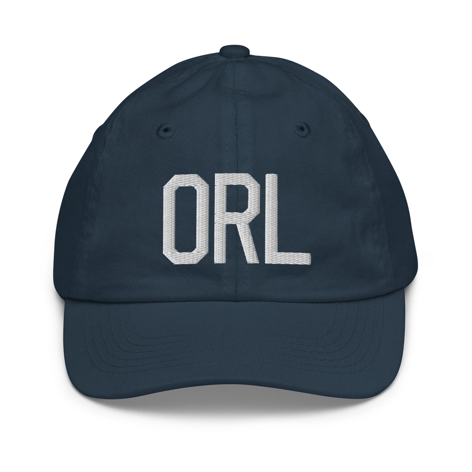 Airport Code Kid's Baseball Cap - White • ORL Orlando • YHM Designs - Image 14