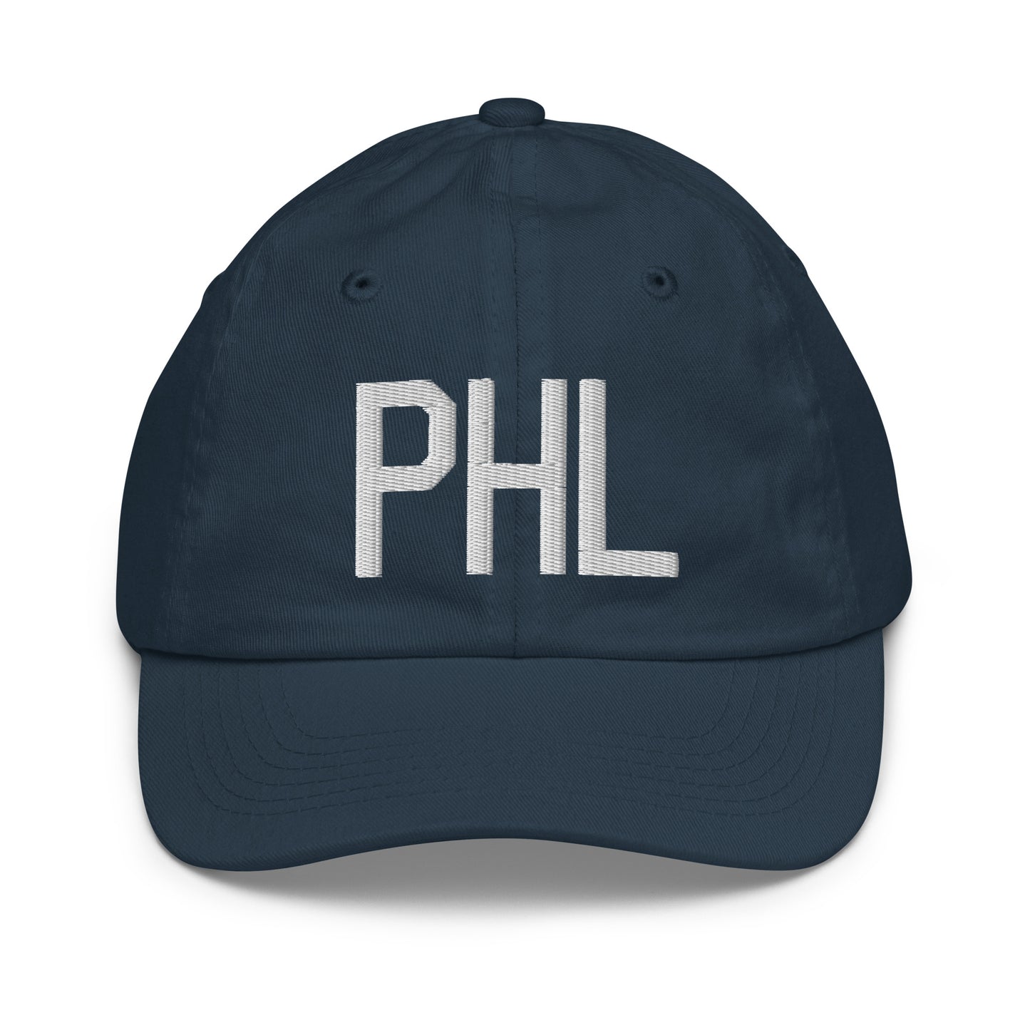 Airport Code Kid's Baseball Cap - White • PHL Philadelphia • YHM Designs - Image 14