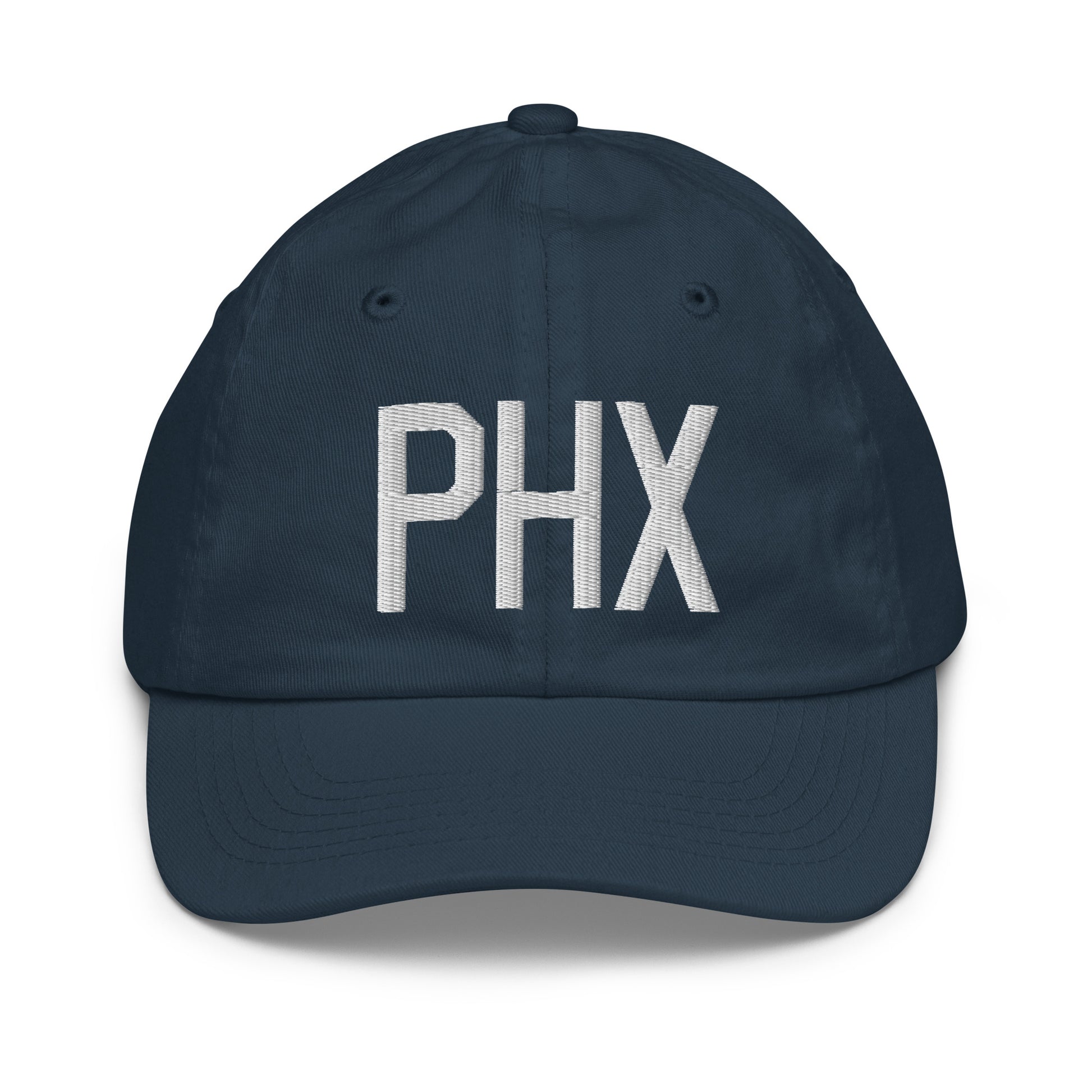 Airport Code Kid's Baseball Cap - White • PHX Phoenix • YHM Designs - Image 14