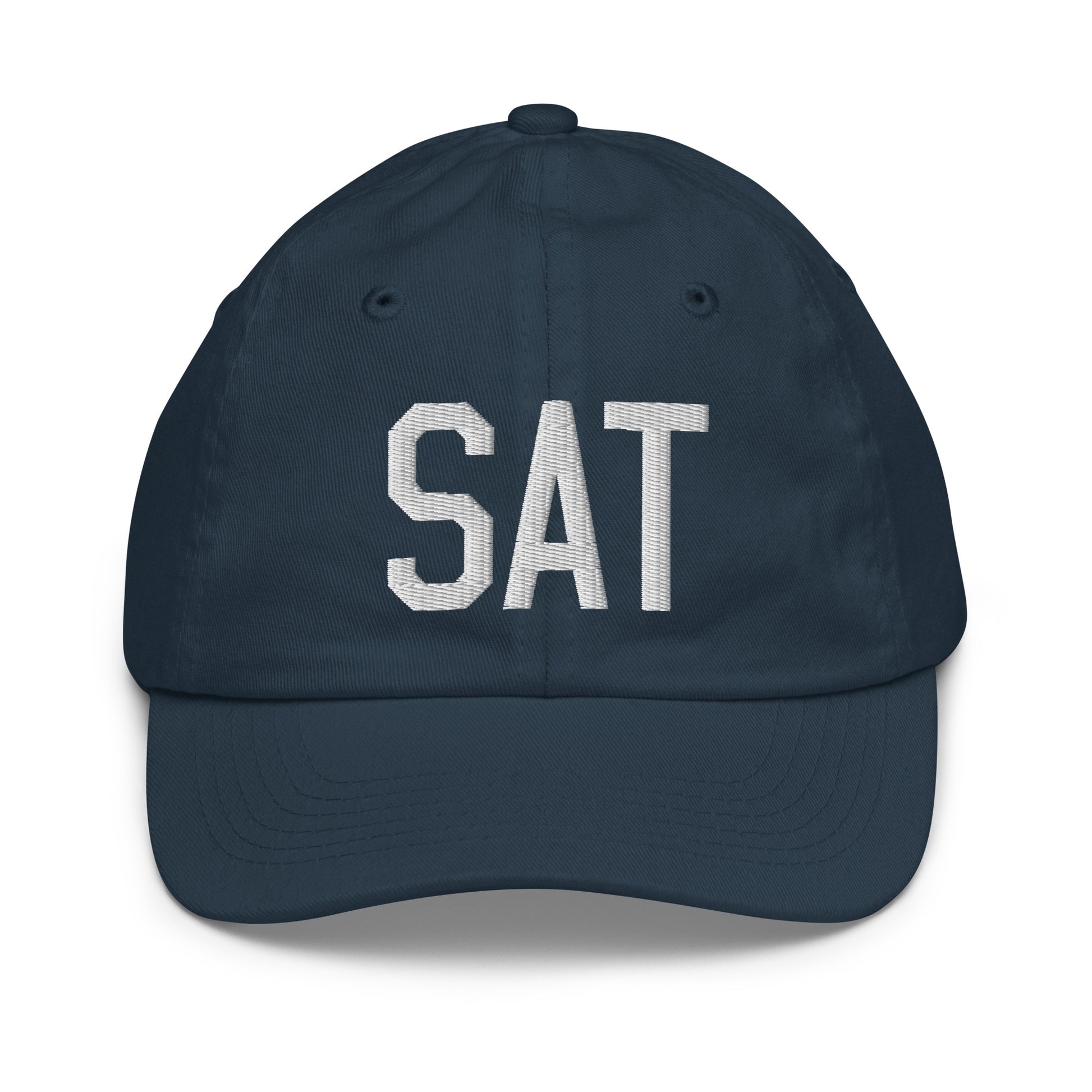 Airport Code Kid's Baseball Cap - White • SAT San Antonio • YHM Designs - Image 14