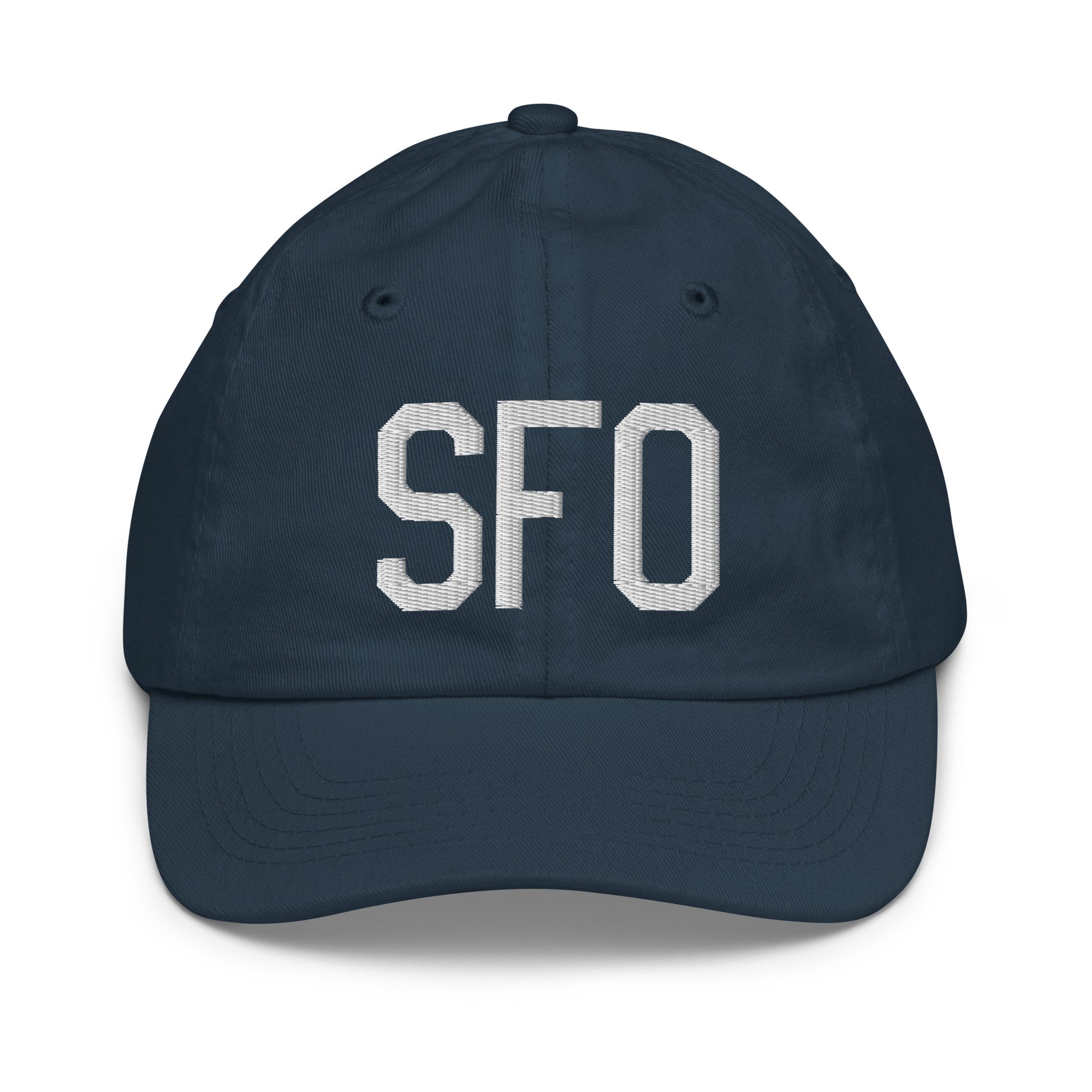 Airport Code Kid's Baseball Cap - White • SFO San Francisco • YHM Designs - Image 14