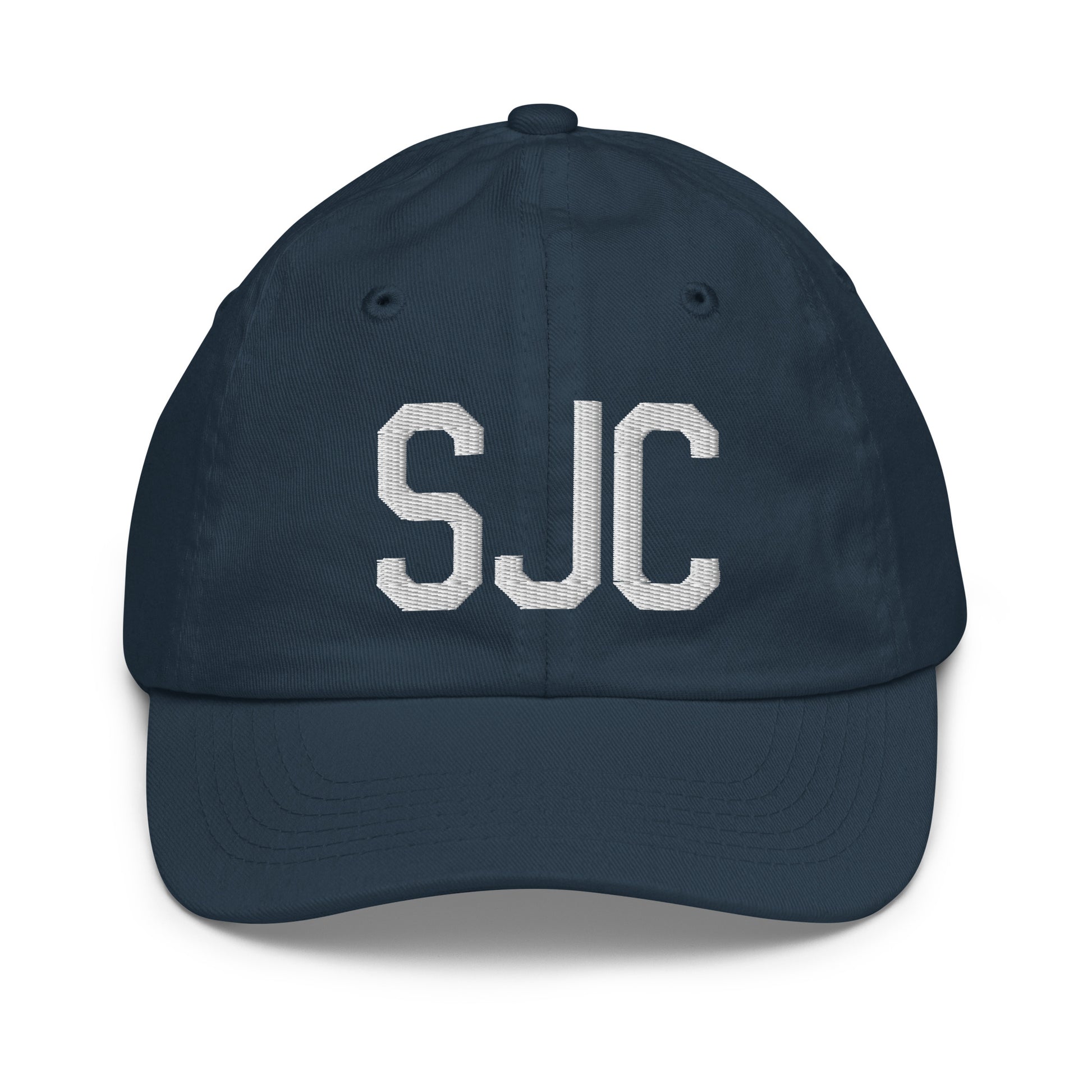 Airport Code Kid's Baseball Cap - White • SJC San Jose • YHM Designs - Image 14