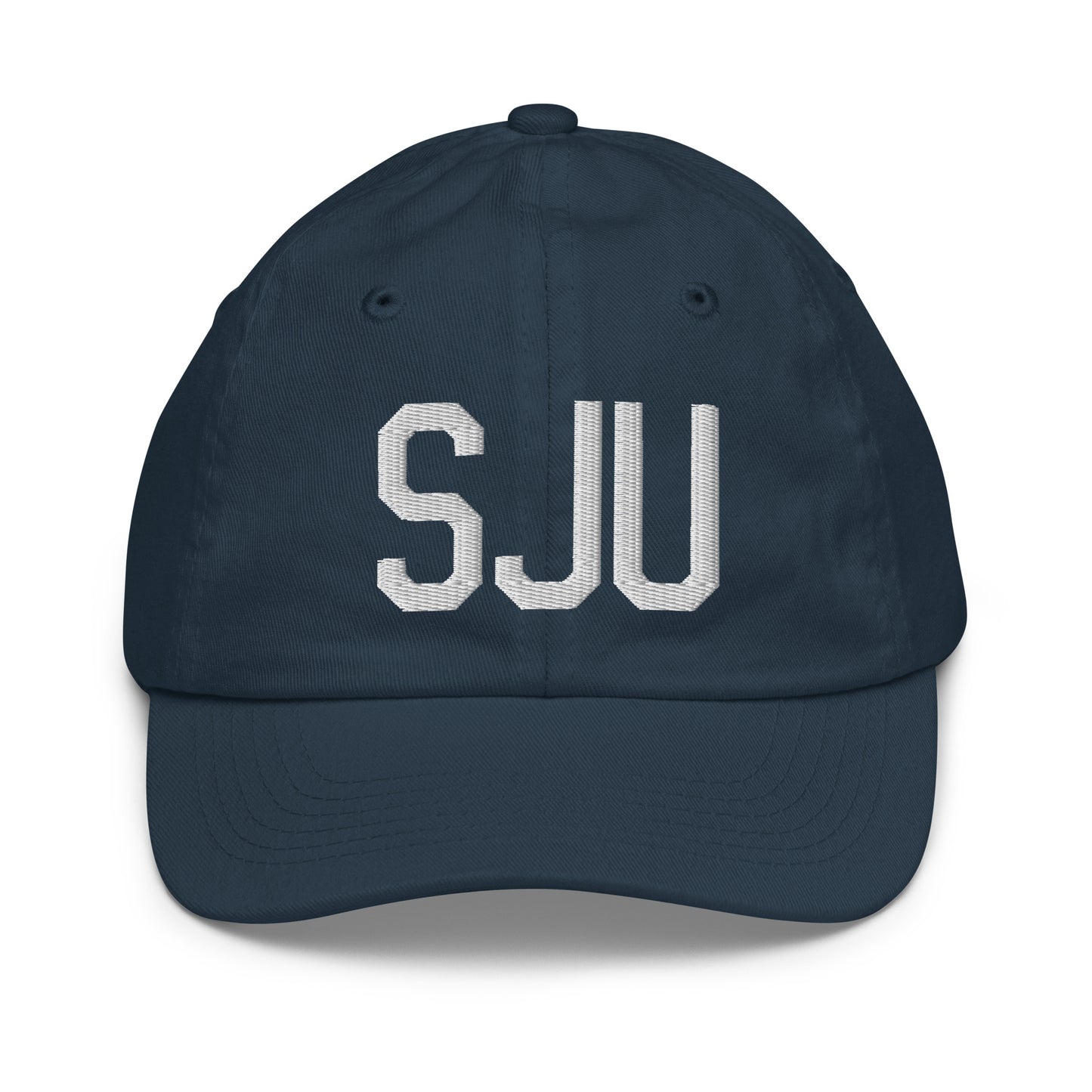 Airport Code Kid's Baseball Cap - White • SJU San Juan • YHM Designs - Image 14