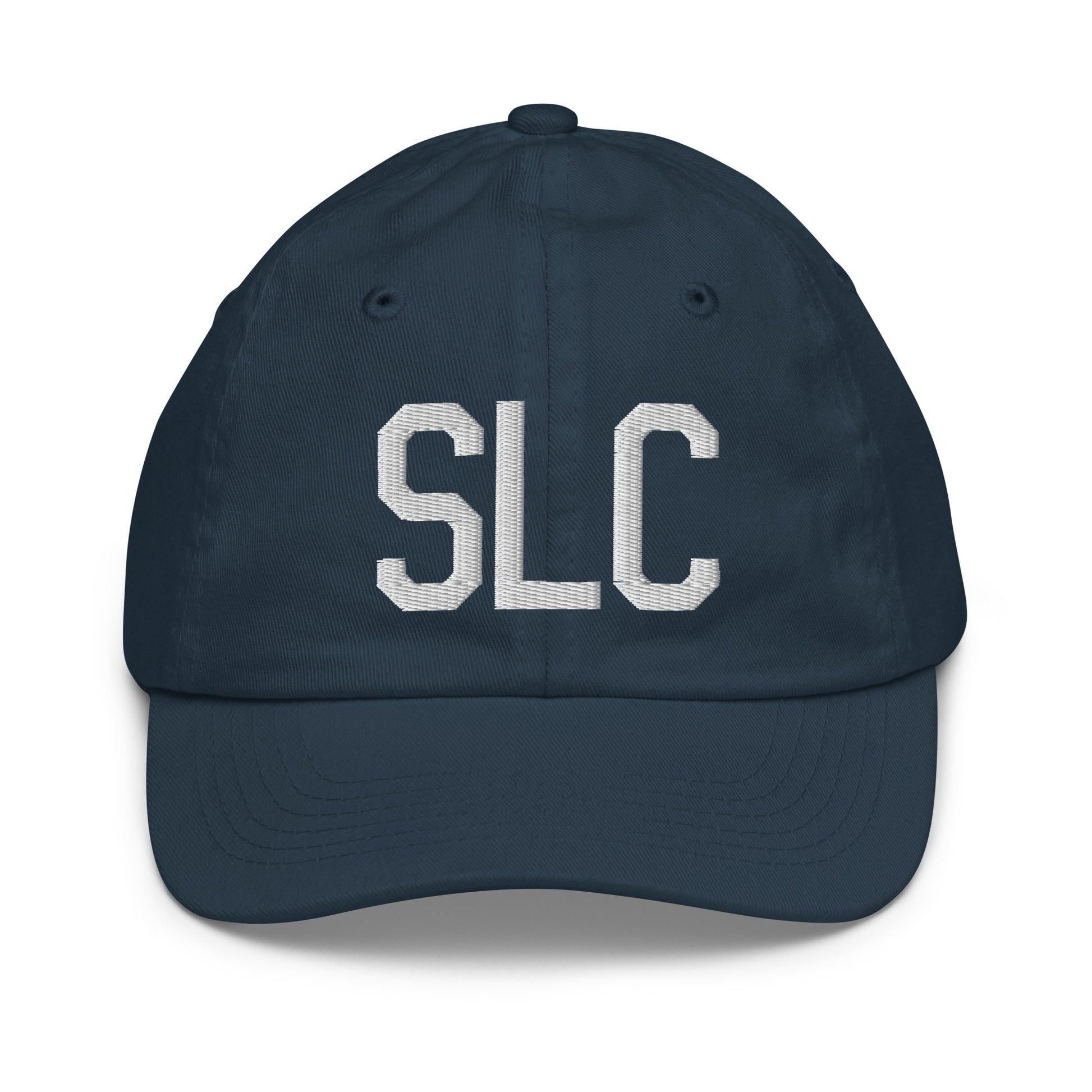 Airport Code Kid's Baseball Cap - White • SLC Salt Lake City • YHM Designs - Image 14