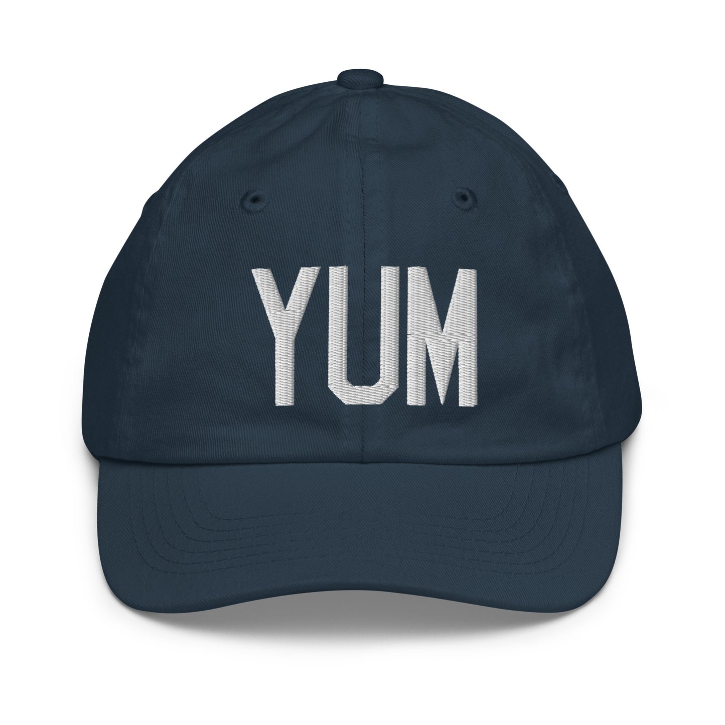 Airport Code Kid's Baseball Cap - White • YUM Yuma • YHM Designs - Image 14