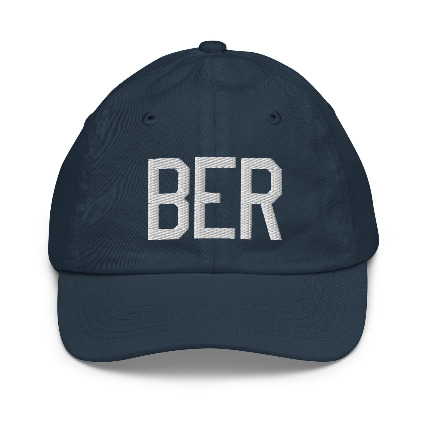 Airport Code Kid's Baseball Cap - White • BER Berlin • YHM Designs - Image 14